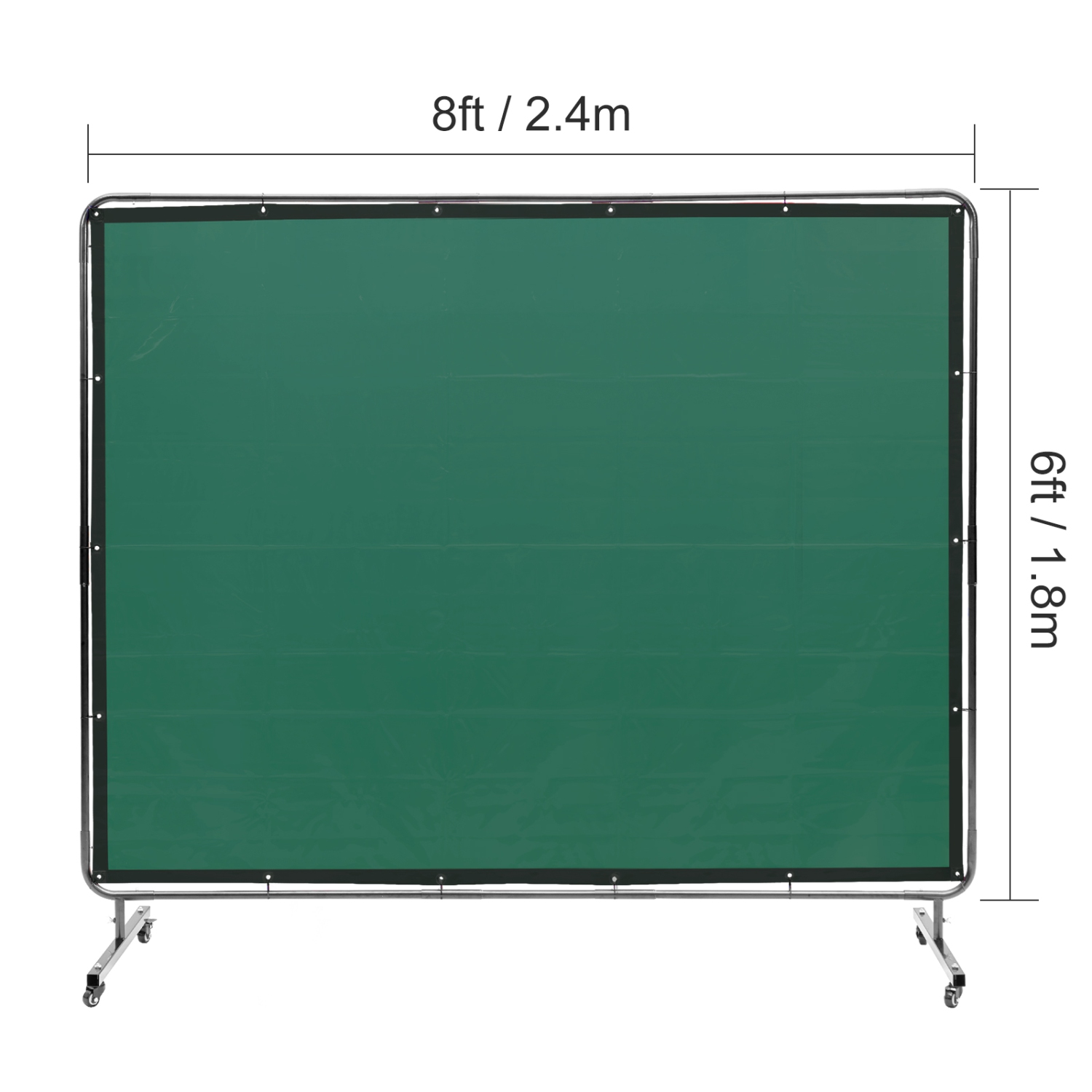VEVOR 6' x 8' Welding Screen with Frame, Flame-Resistant Vinyl Welding Protection Screen on 4 Swivel Wheels, Moveable & Professional for