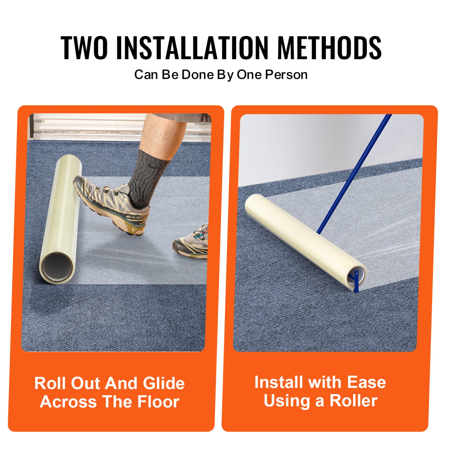 VEVOR 36" x 200' Carpet Protection Film, Floor and Surface Shield with Self Adhesive Backing & Easy Installation, Polyethylene Adhesive Car Mat