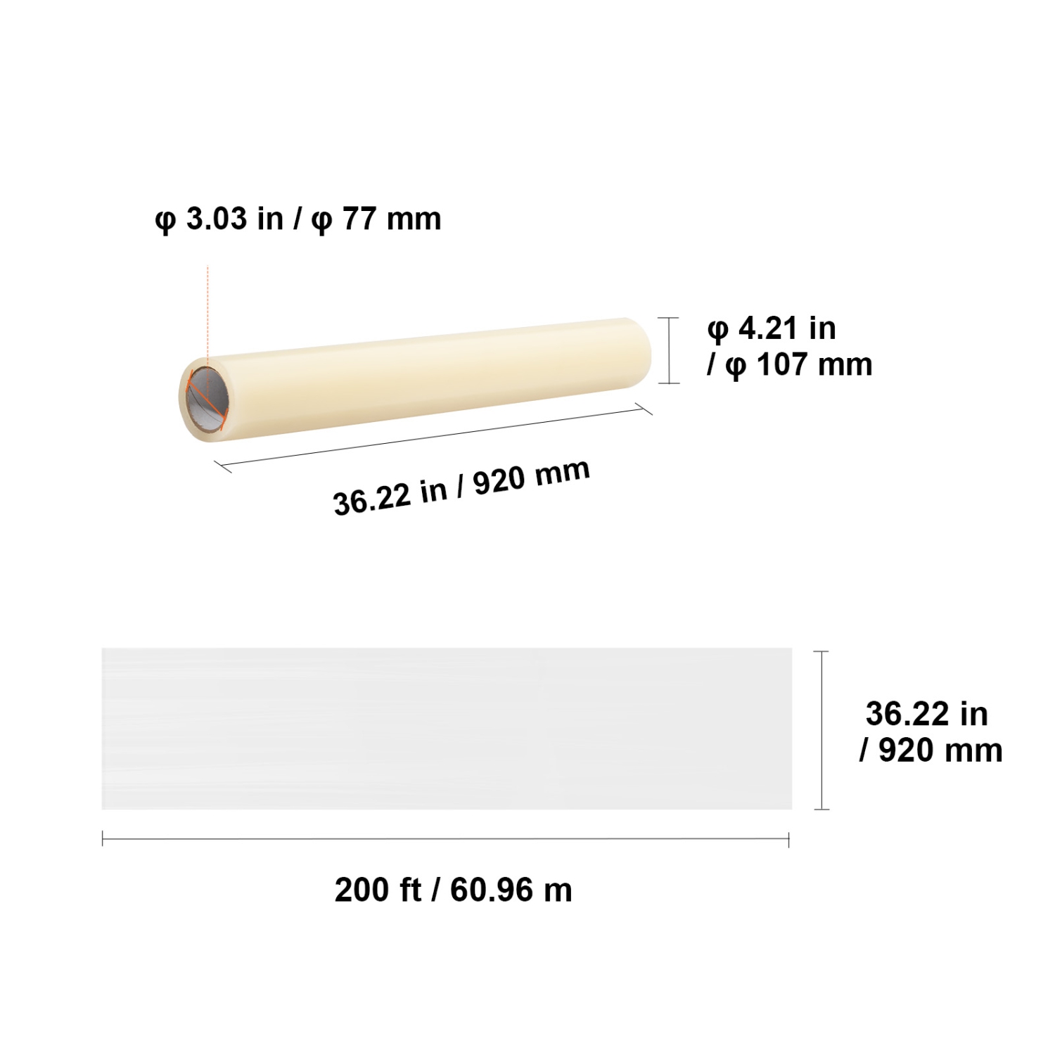 VEVOR 36" x 200' Carpet Protection Film, Floor and Surface Shield with Self Adhesive Backing & Easy Installation, Polyethylene Adhesive Car Mat