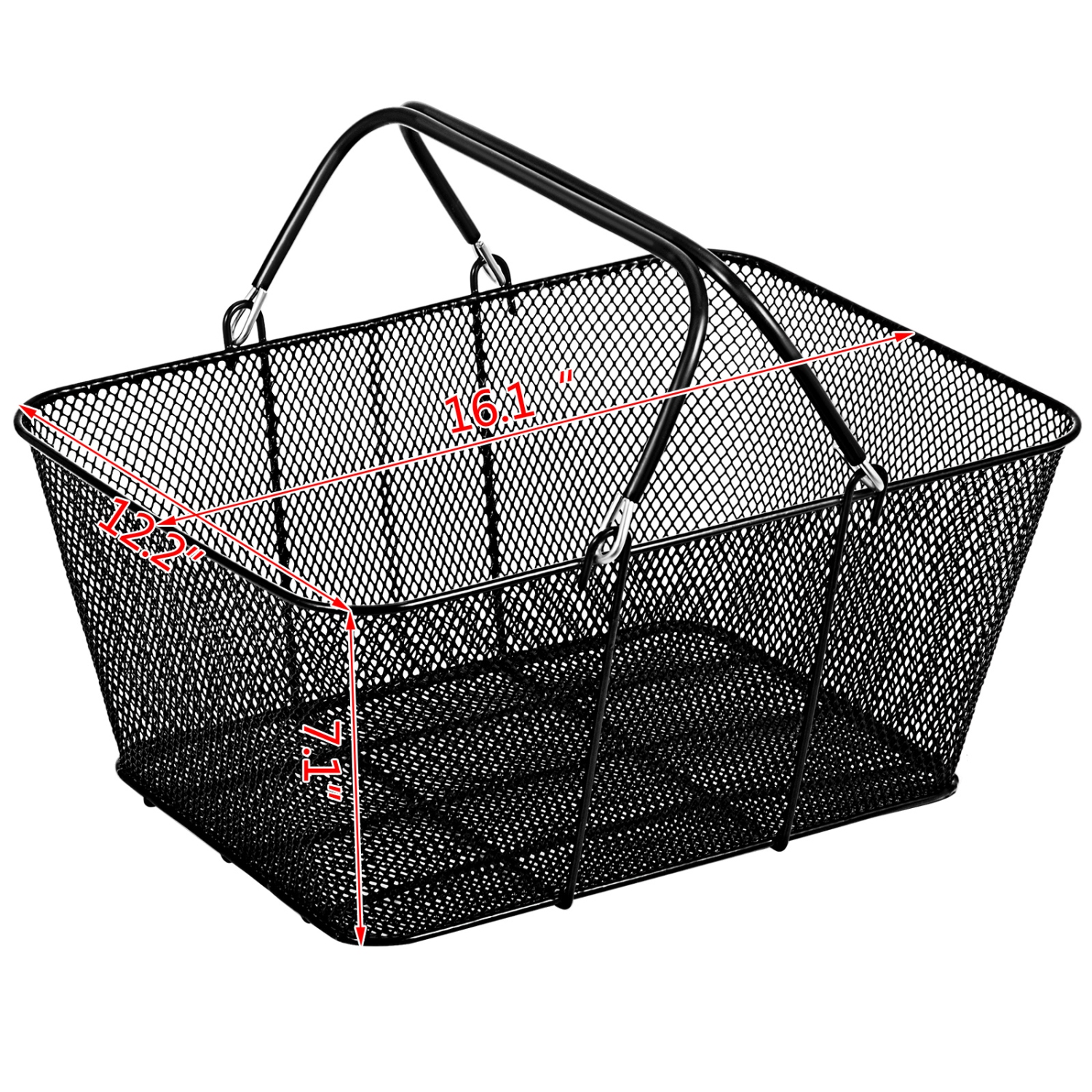 VEVOR 12PCS Shopping Baskets with Handles, Black Metal Shopping Basket, Portable Wire Shopping Basket, Black Wire Mesh shopping Basket Set for