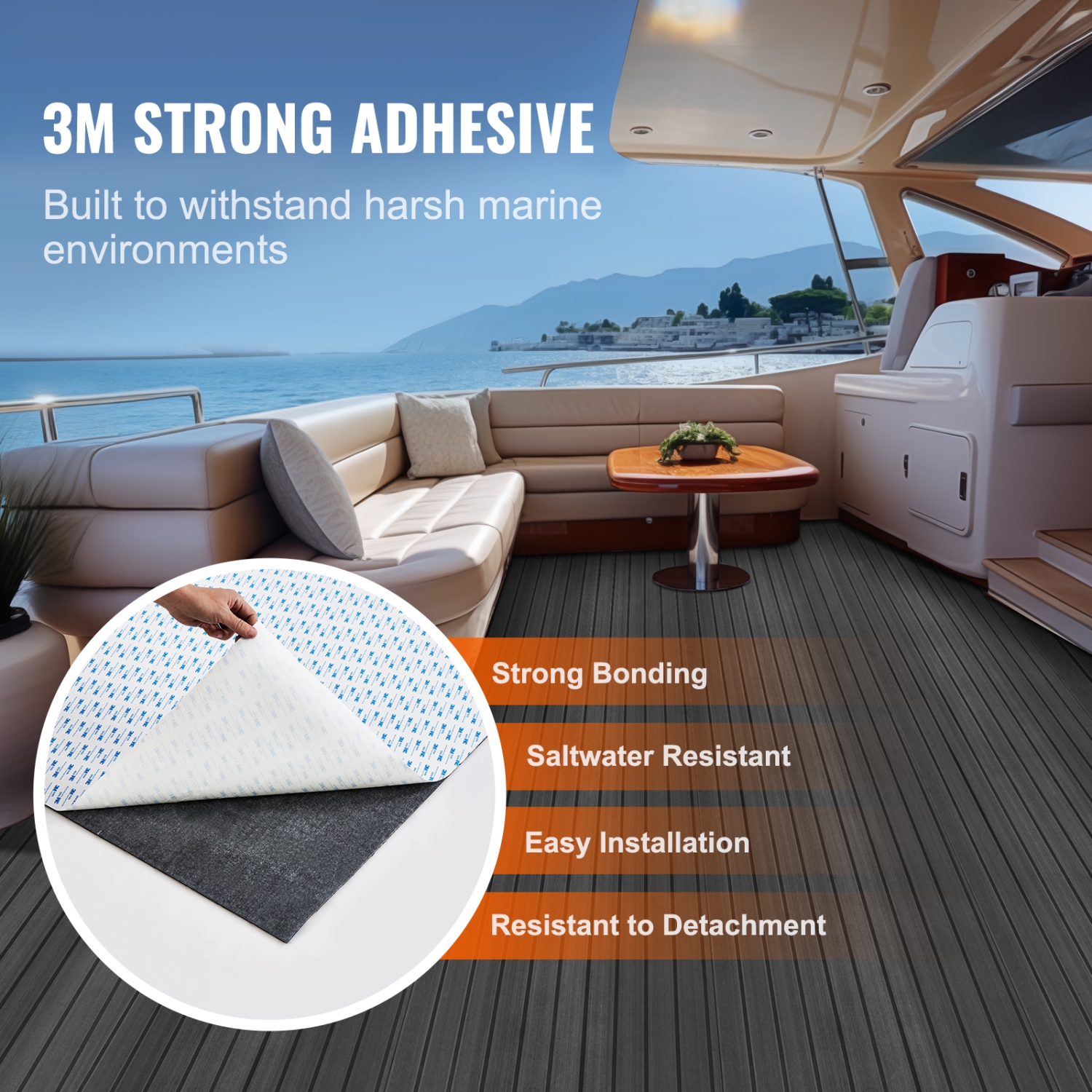 VEVOR 94.5" x 23.6" Boat Flooring, EVA Foam Boat Decking, Non-Slip Self-Adhesive Flooring, 15.5 sq.ft Marine Carpet for Boats, Yacht, Pontoon, Kayak