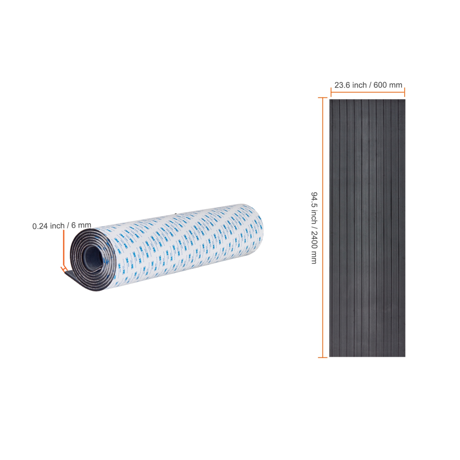 VEVOR 94.5" x 23.6" Boat Flooring, EVA Foam Boat Decking, Non-Slip Self-Adhesive Flooring, 15.5 sq.ft Marine Carpet for Boats, Yacht, Pontoon, Kayak