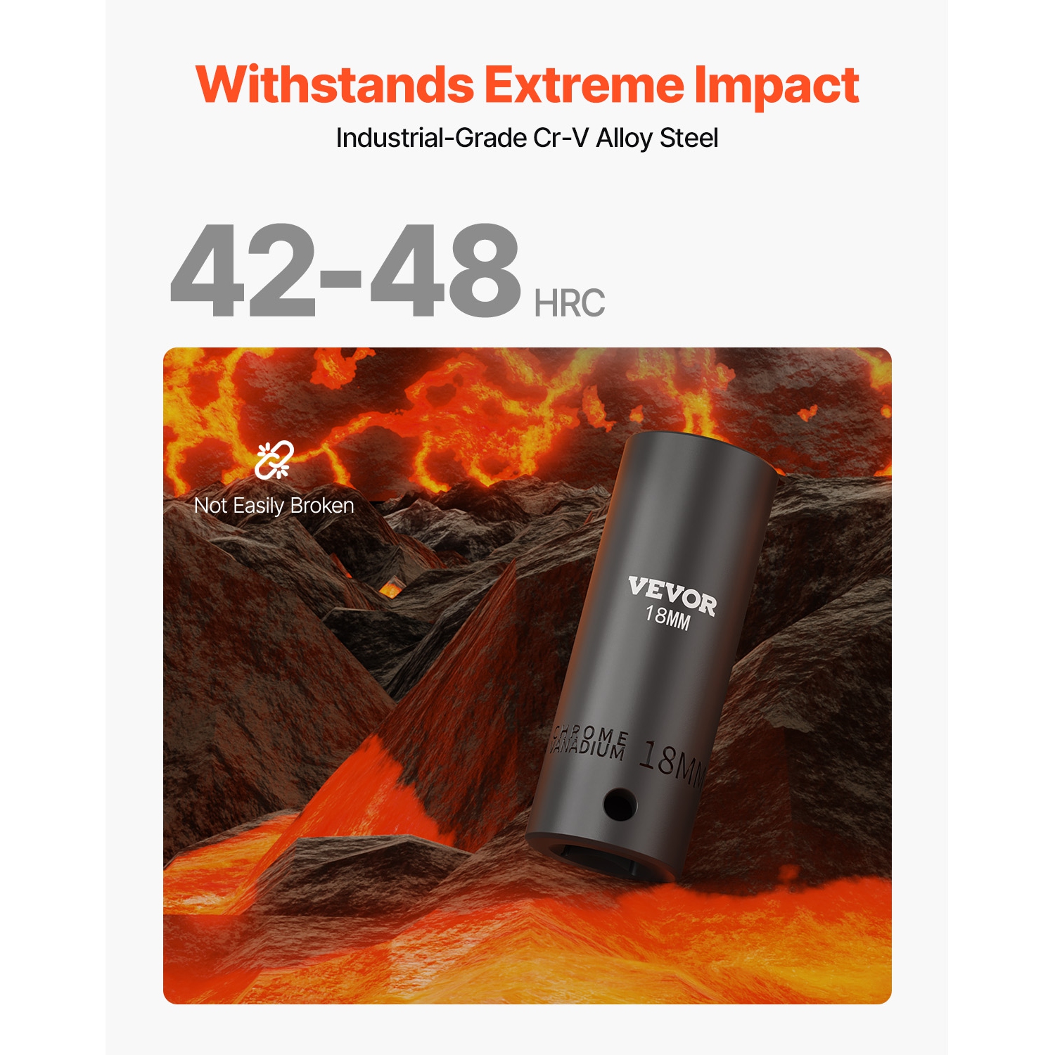 VEVOR 1/2 Inches Impact Socket Set, 43 Piece Impact Sockets, Standard Socket Assortment, 1/2 Inches Drive Socket Set 6-Point Sockets Metric 9-30mm