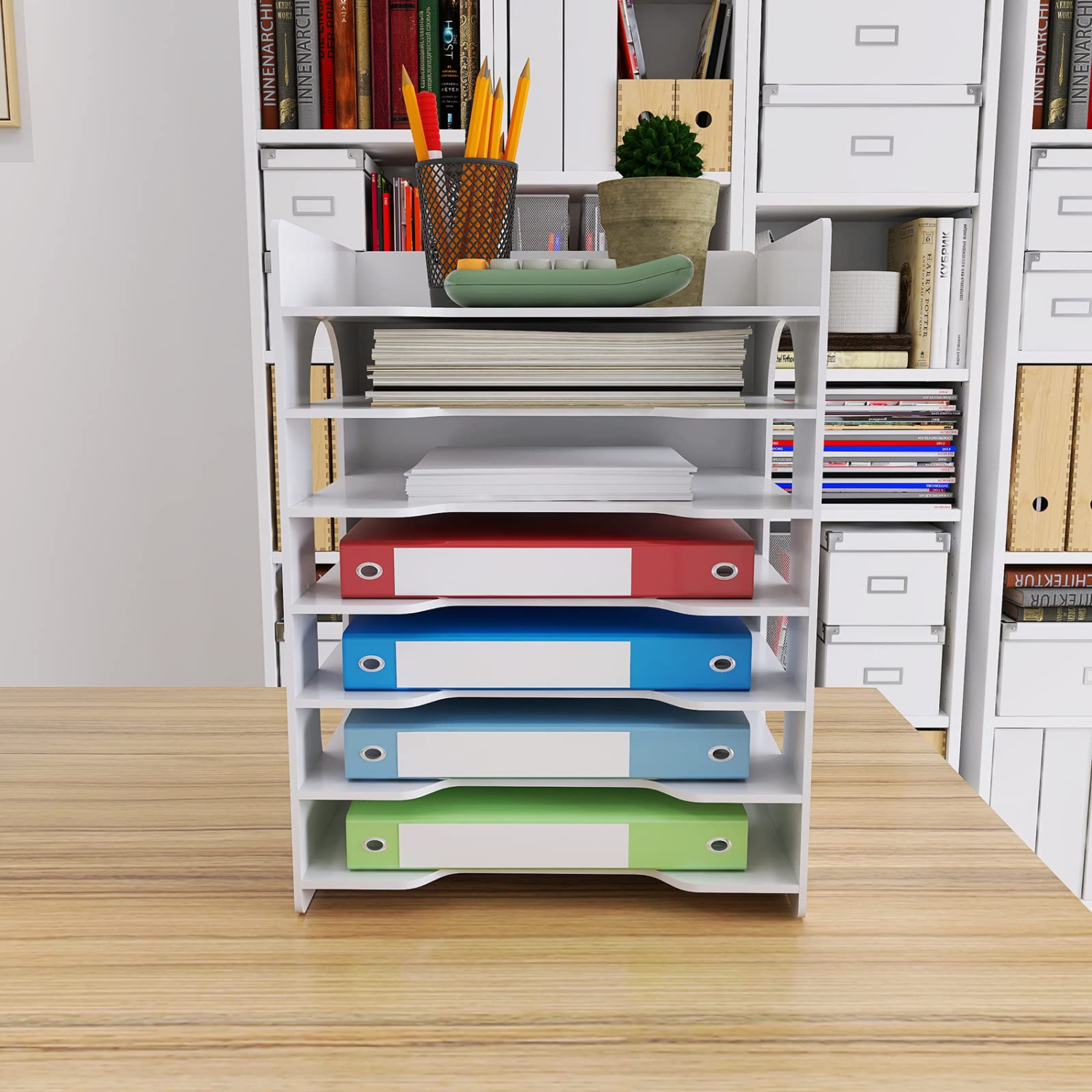 5/7-Tier Office Paper Organizer for Desk Desktop Organizer File Holder Office Desk Organizer Letter Tray & A4 Paper Holder Document Storage Rack for