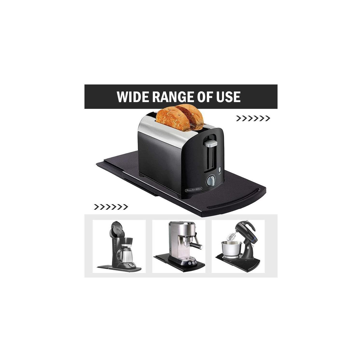 Kitchen Appliance Sliding Tray, Slider for Coffee Pot, Coffee Maker, Toaster, Stand Mixer, Blenders and Air Fryer, Coutertop with Rolling Wheels