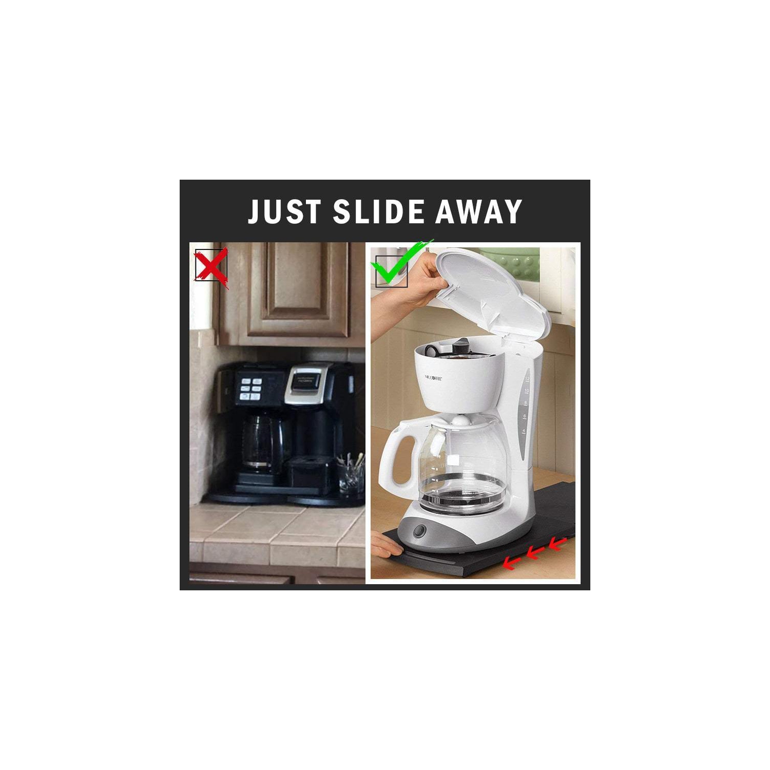 Kitchen Appliance Sliding Tray, Slider for Coffee Pot, Coffee Maker, Toaster, Stand Mixer, Blenders and Air Fryer, Coutertop with Rolling Wheels