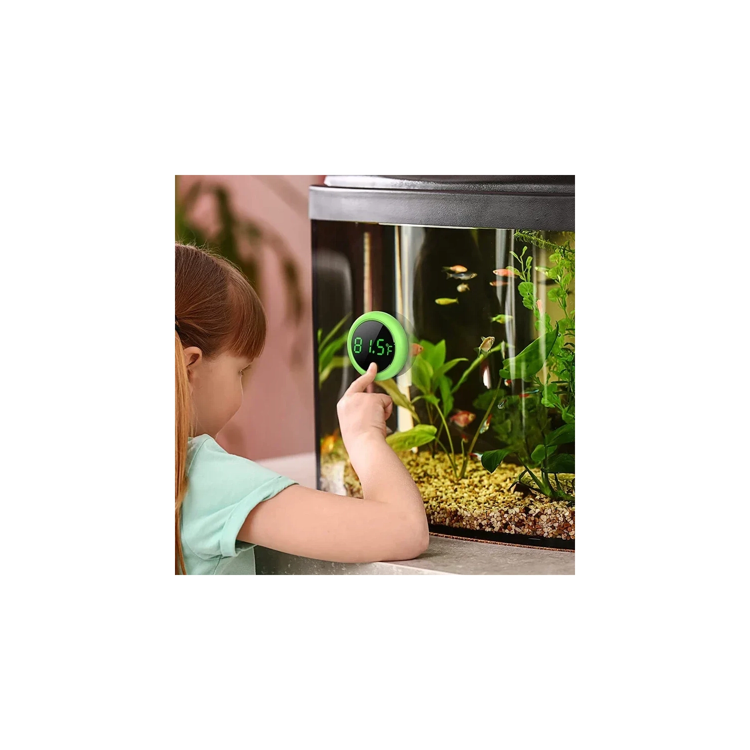 Fish Tank Thermometer, Aquarium Self-Adhesive Thermometer LCD Digital Fish Tank Mini Thermometers Large Screen Monitor Terrarium Temperature Meter