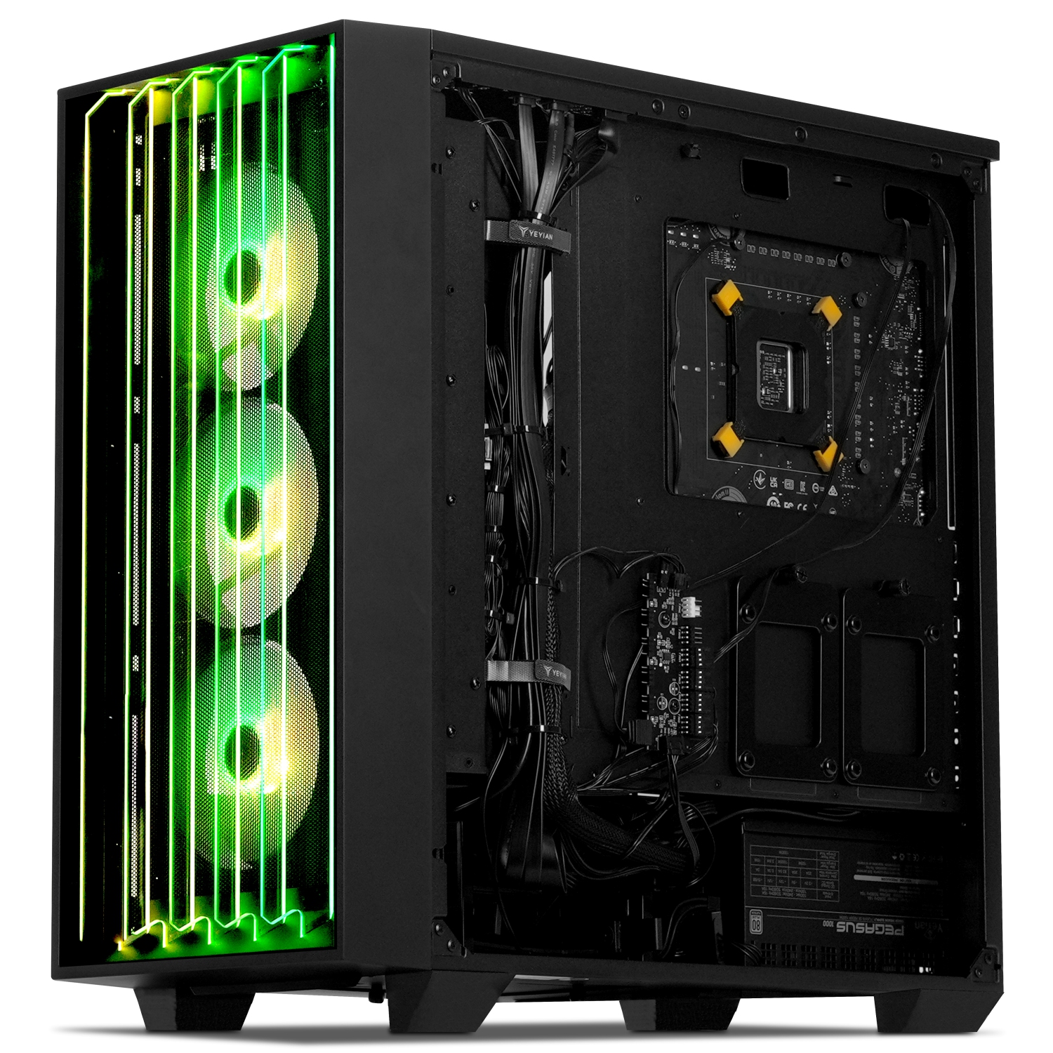 YEYIAN Gaming PC Intel Core Ultra 7 265KF, RTX 5080 16GB GDDR7, Mirage S Desktop Computer VR & AI Ready, 32GB DDR5 6000MHz, 2TB NVMe Gen4 SSD, Z890