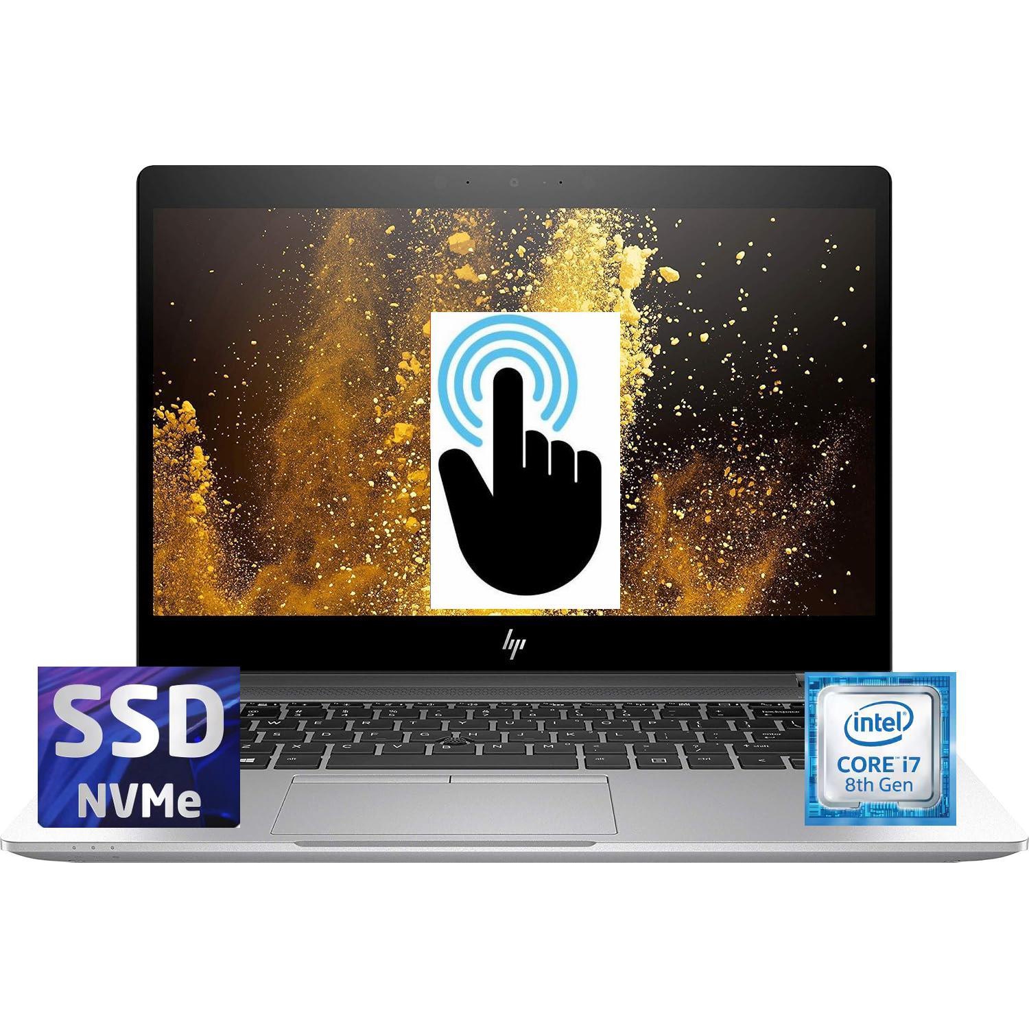 Refurbished - HP Elitebook 840 G6, 14" 1080P Touchscreen, Ultra Fast Intel Quad-Core i7-8665, Large 16GB RAM, 256GB SSD, Webcam/Mic, Backlit