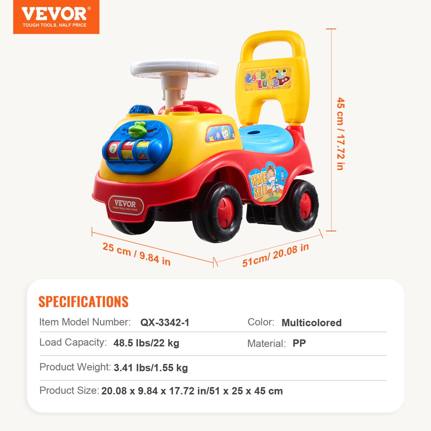 VEVOR Ages 1-3 Ride On Push Car for Toddlers, Ride Racer, Sit to Stand Toddler Ride On Toy, Classic Kids Ride On Car with Music Steering Wheel, Horn