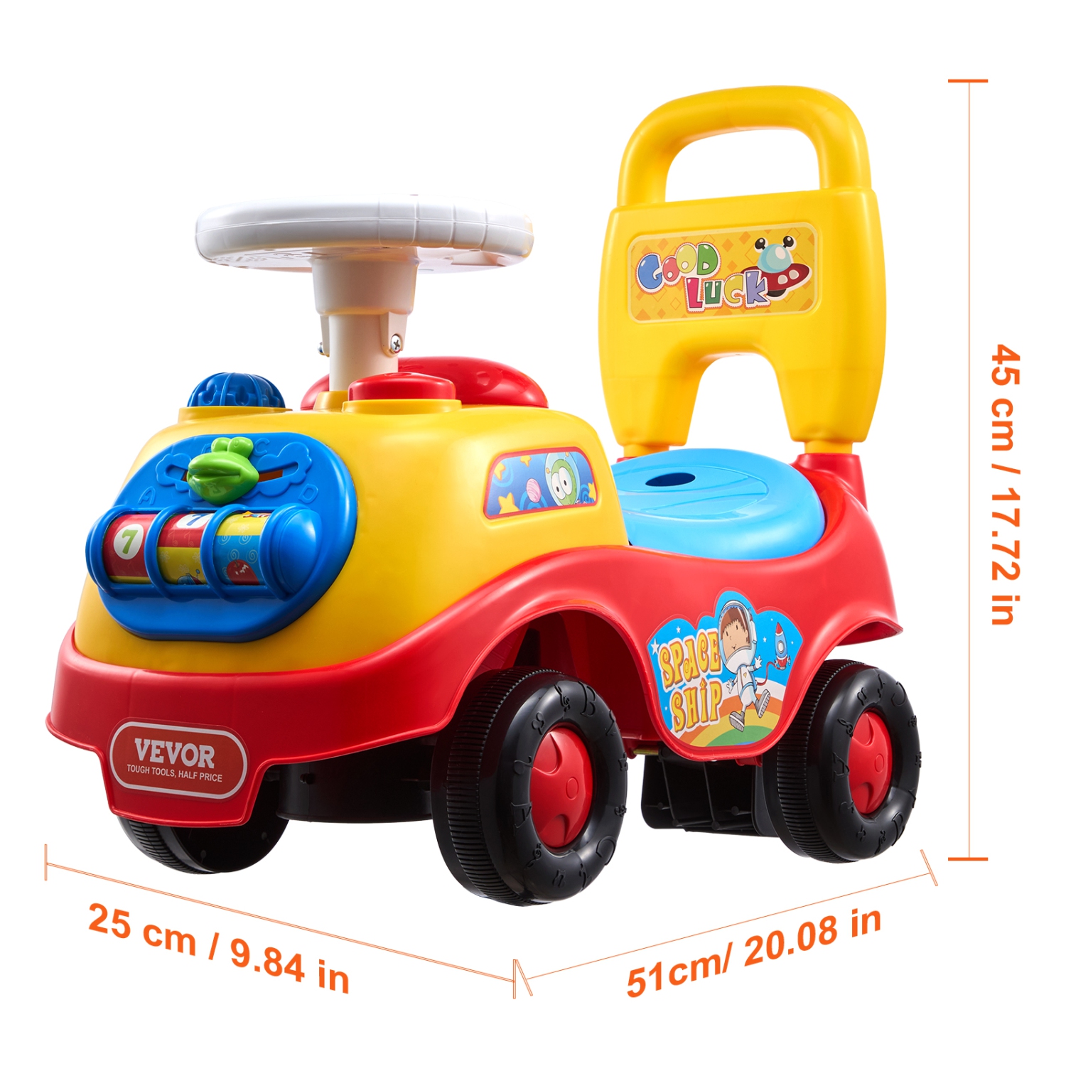 VEVOR Ages 1-3 Ride On Push Car for Toddlers, Ride Racer, Sit to Stand Toddler Ride On Toy, Classic Kids Ride On Car with Music Steering Wheel, Horn