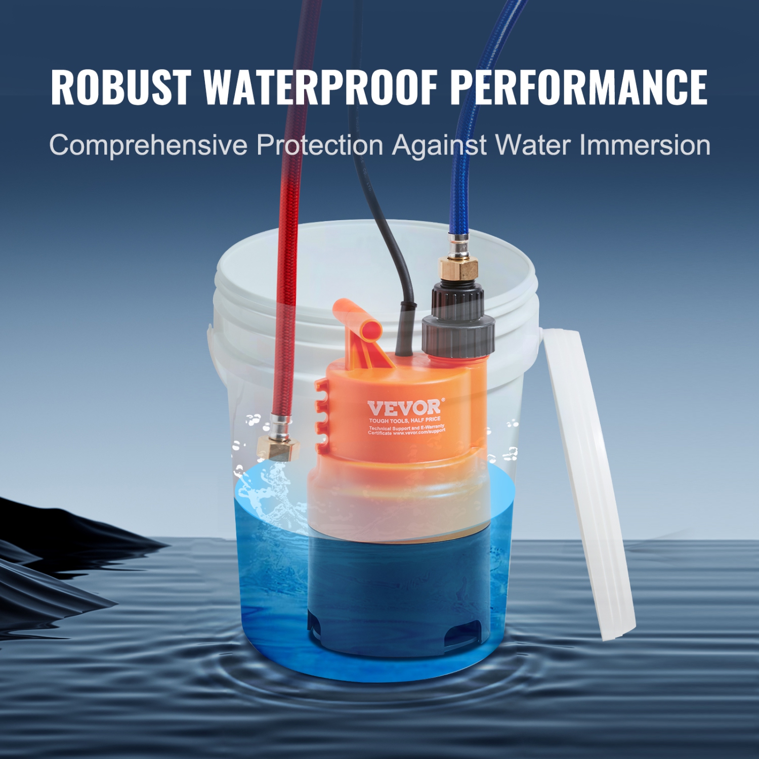 Trousse de rinçage pour chauffe-eau VEVOR 2 avec tuyaux, pompe efficace et poudre de détartrage de 5 gallons, clé et adaptateur pour installation