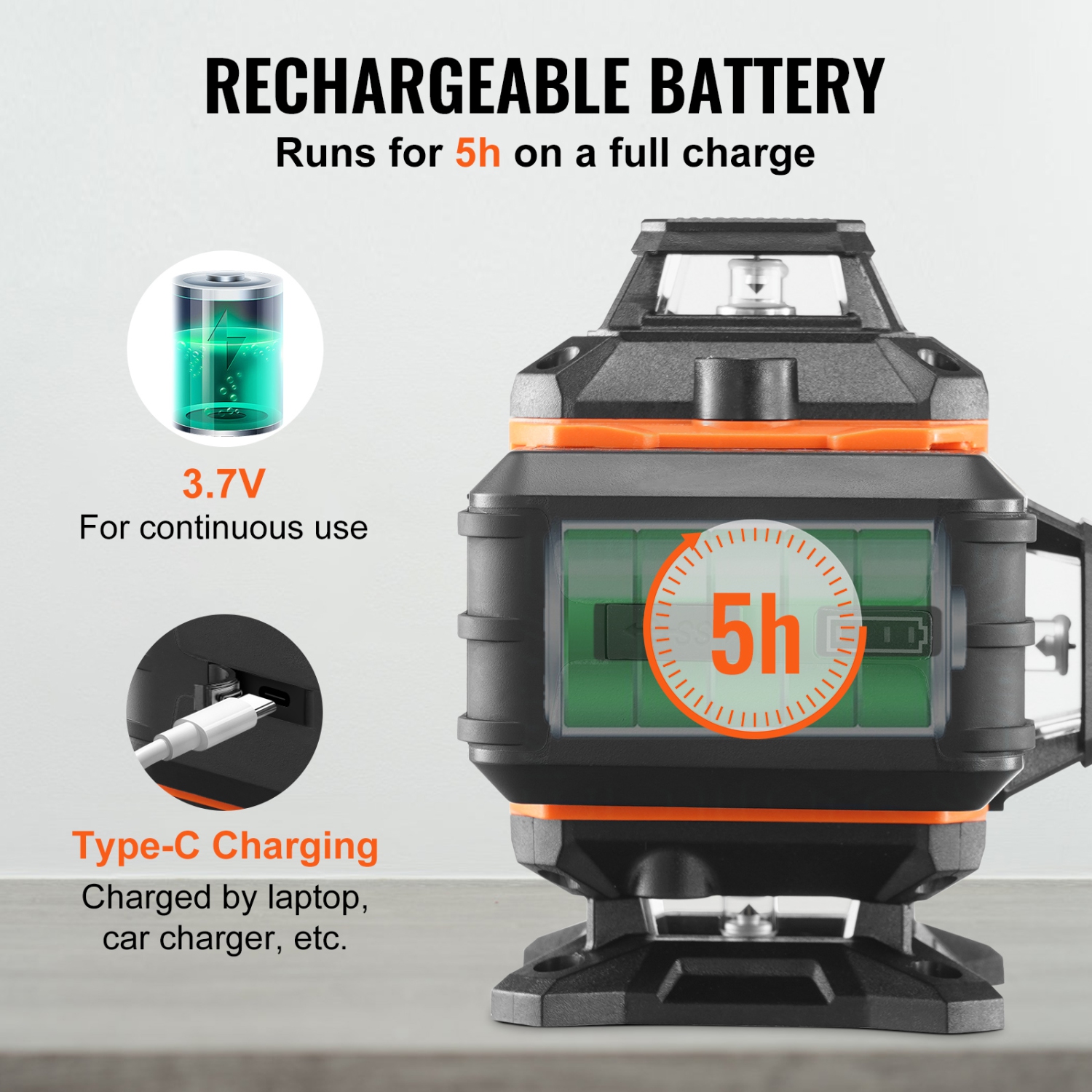 VEVOR 100ft Laser Level, Green 4 x 360° Cross 16 Line Laser, IP54 Waterproof Remote Control Manual Self-leveling Mode & 5h Continuous Working Time