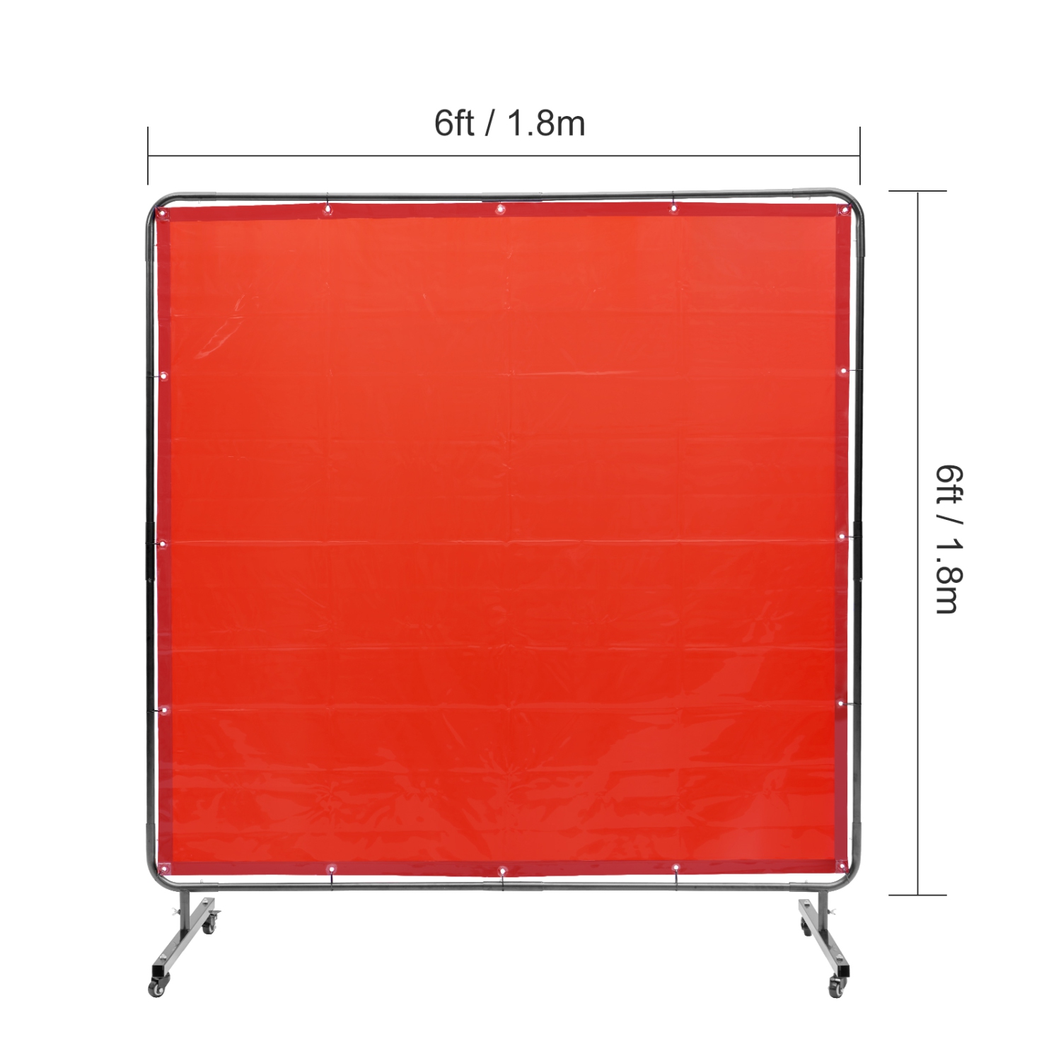 VEVOR 6' x 6' Welding Screen with Frame, Flame-Resistant Vinyl Welding Protection Screen on 4 Swivel Wheels, Moveable & Professional for