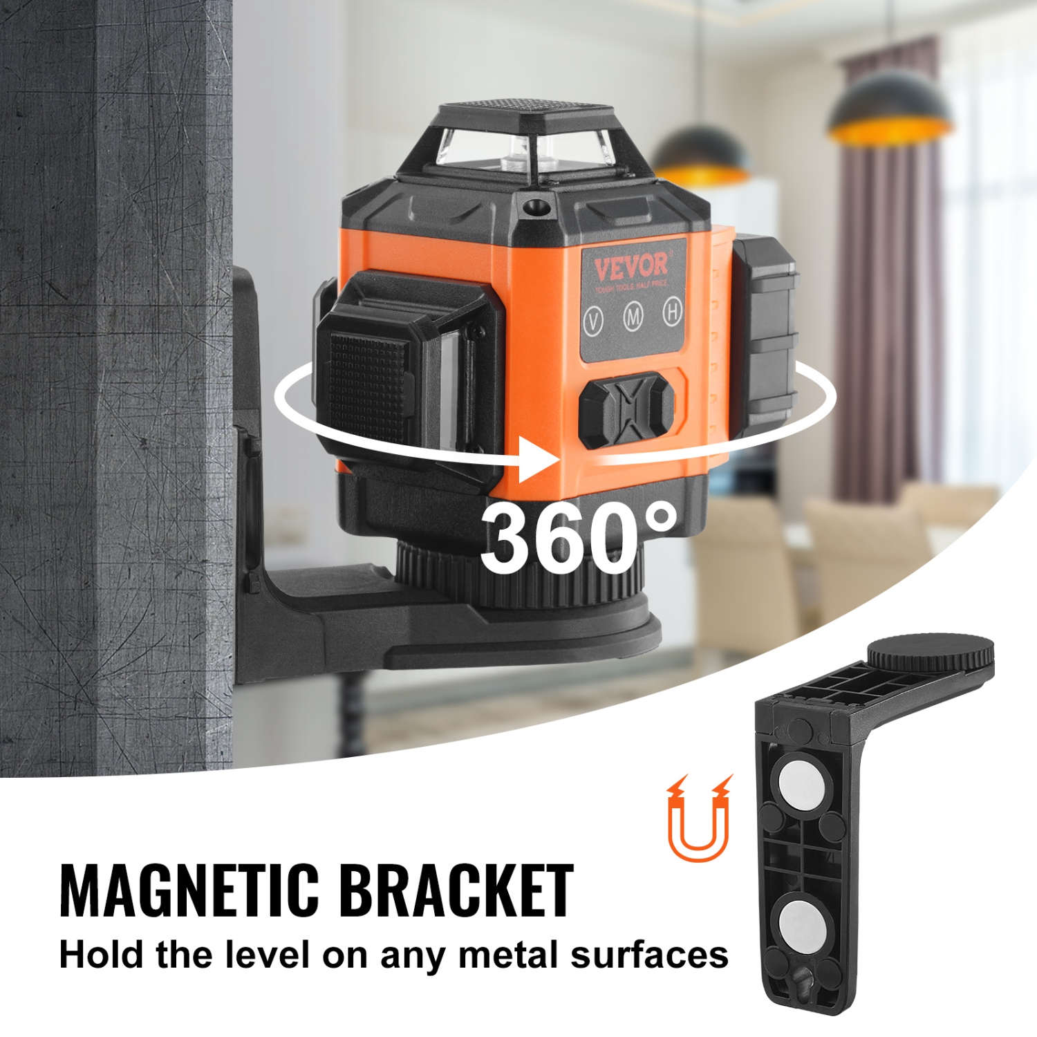 VEVOR 100ft Self Leveling Laser Level, Manual Green 3 x 360° Cross Line Laser, Manual Self-leveling Mode & IP54 Waterproof 8h Continuous Working Time