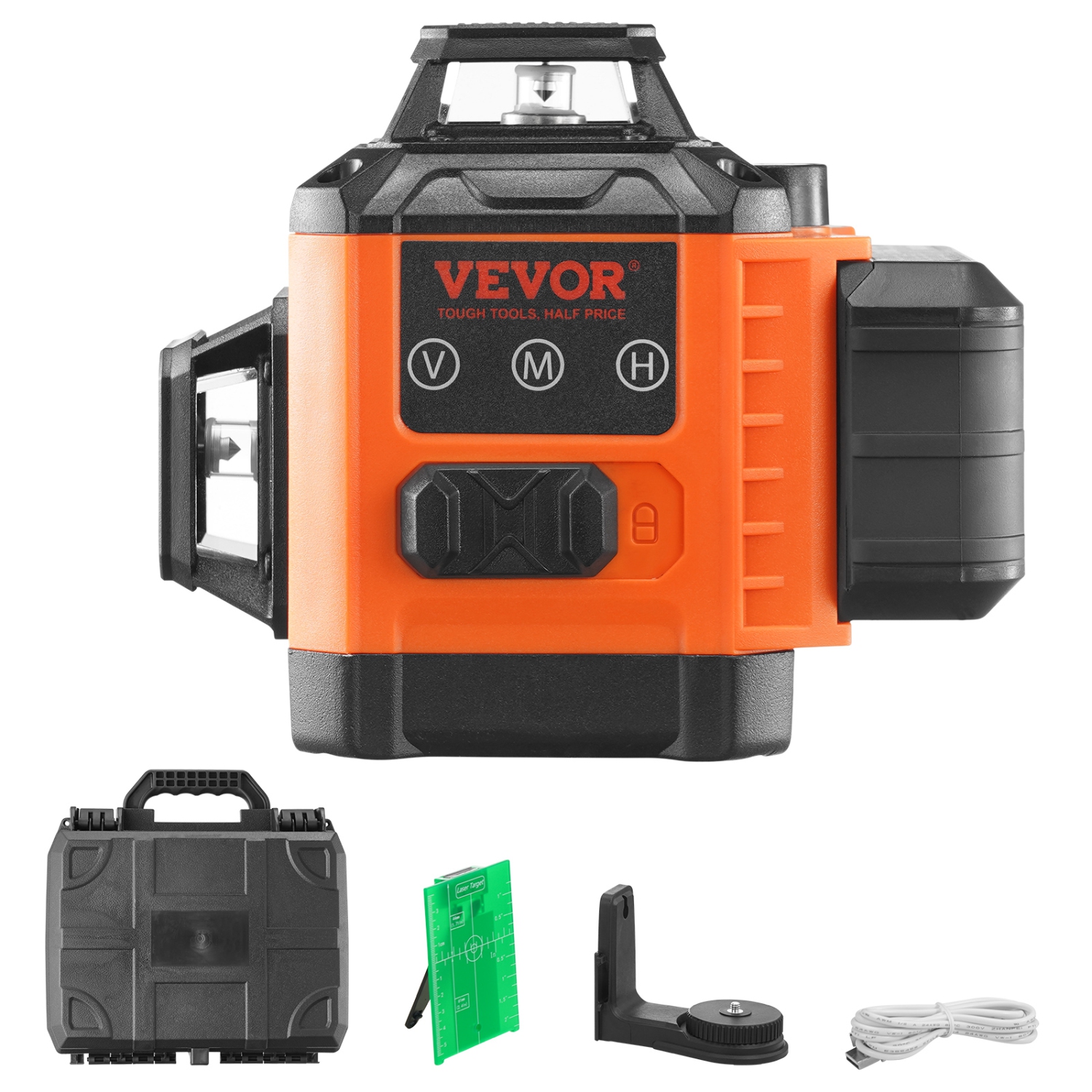 VEVOR 100ft Self Leveling Laser Level, Manual Green 3 x 360° Cross Line Laser, Manual Self-leveling Mode & IP54 Waterproof 8h Continuous Working Time