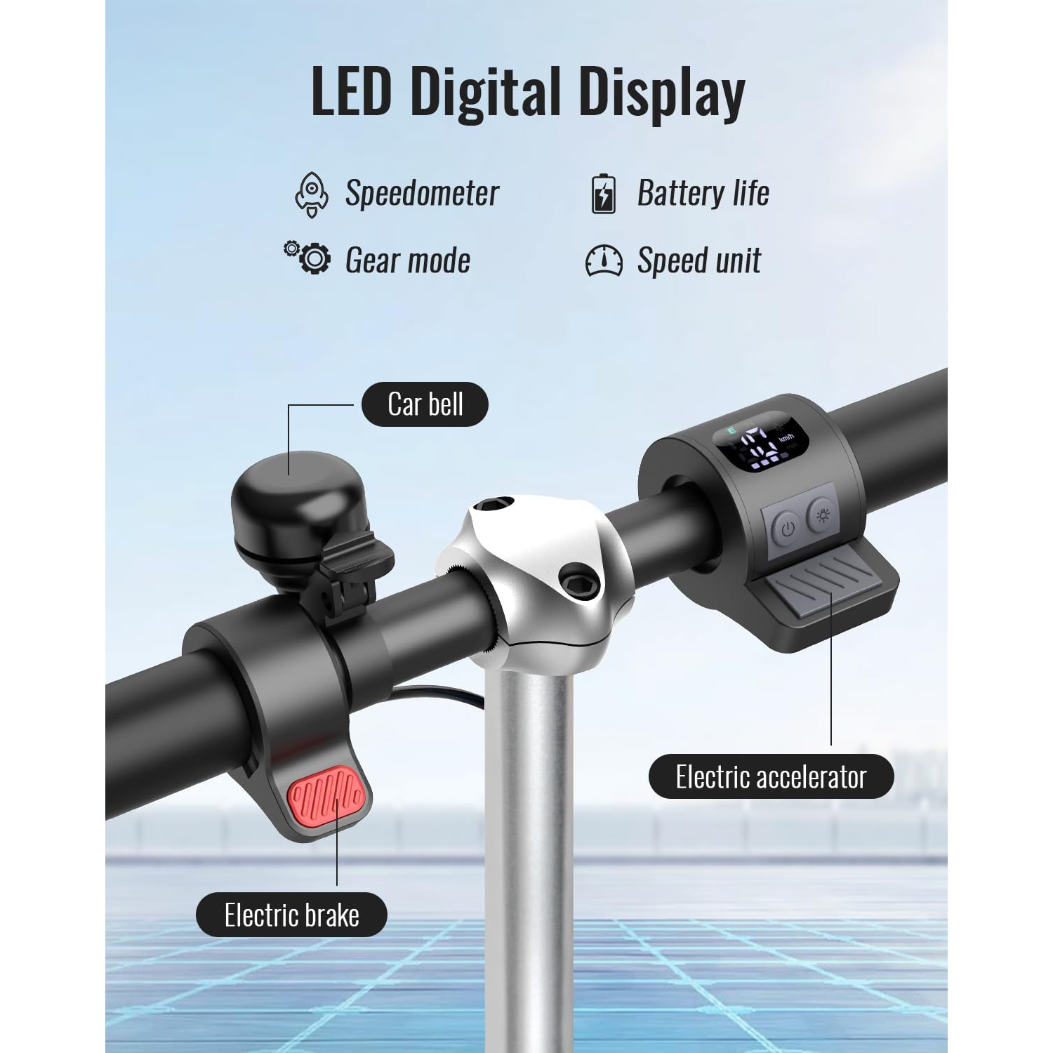 Trottinette électrique pour enfants, trottinette électrique à moteur 10&nbsp;mi/h Speed de 180&nbsp;W avec guidon réglable et lumières LED