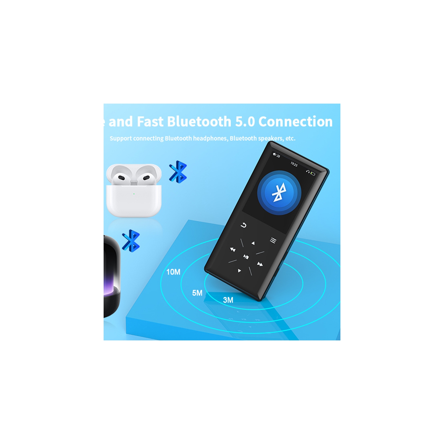 64GB Bluetooth MP3 Player - 2.4" Screen Portable HiFi Mp3 Player with Built-in
