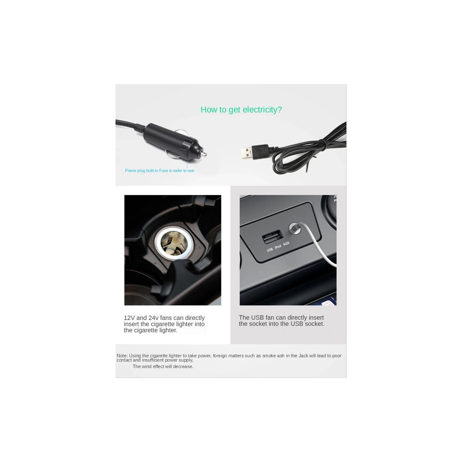 Ventilateur de voiture Puissant ventilateur de voiture USB à double tête 24 V volt grand camion 12v VAN ventilateur, interface