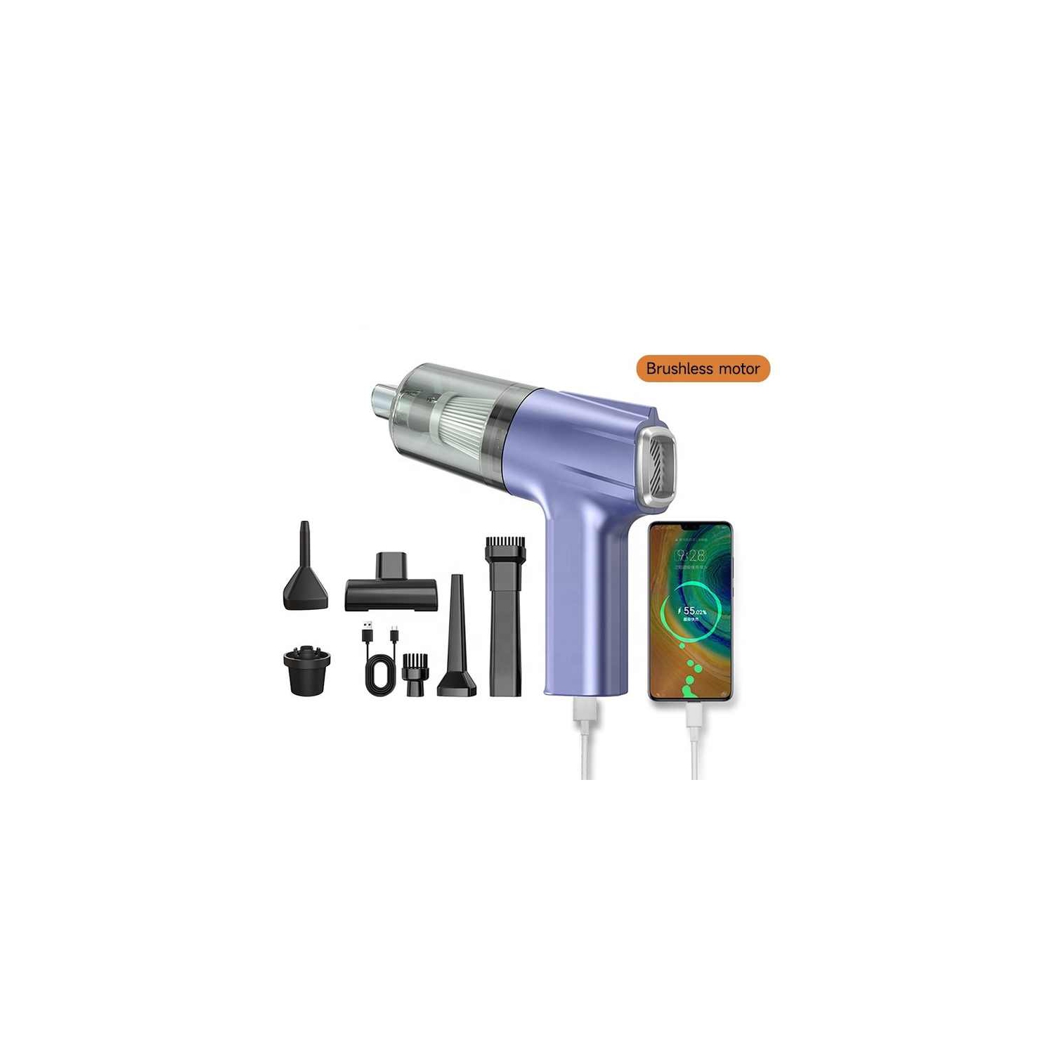 Car vacuum cleaner, strong suction car vacuum cleaner, compact and powerful household cordless vacuum cleaner, 8000 Pa3101-D - ball bearing motor -