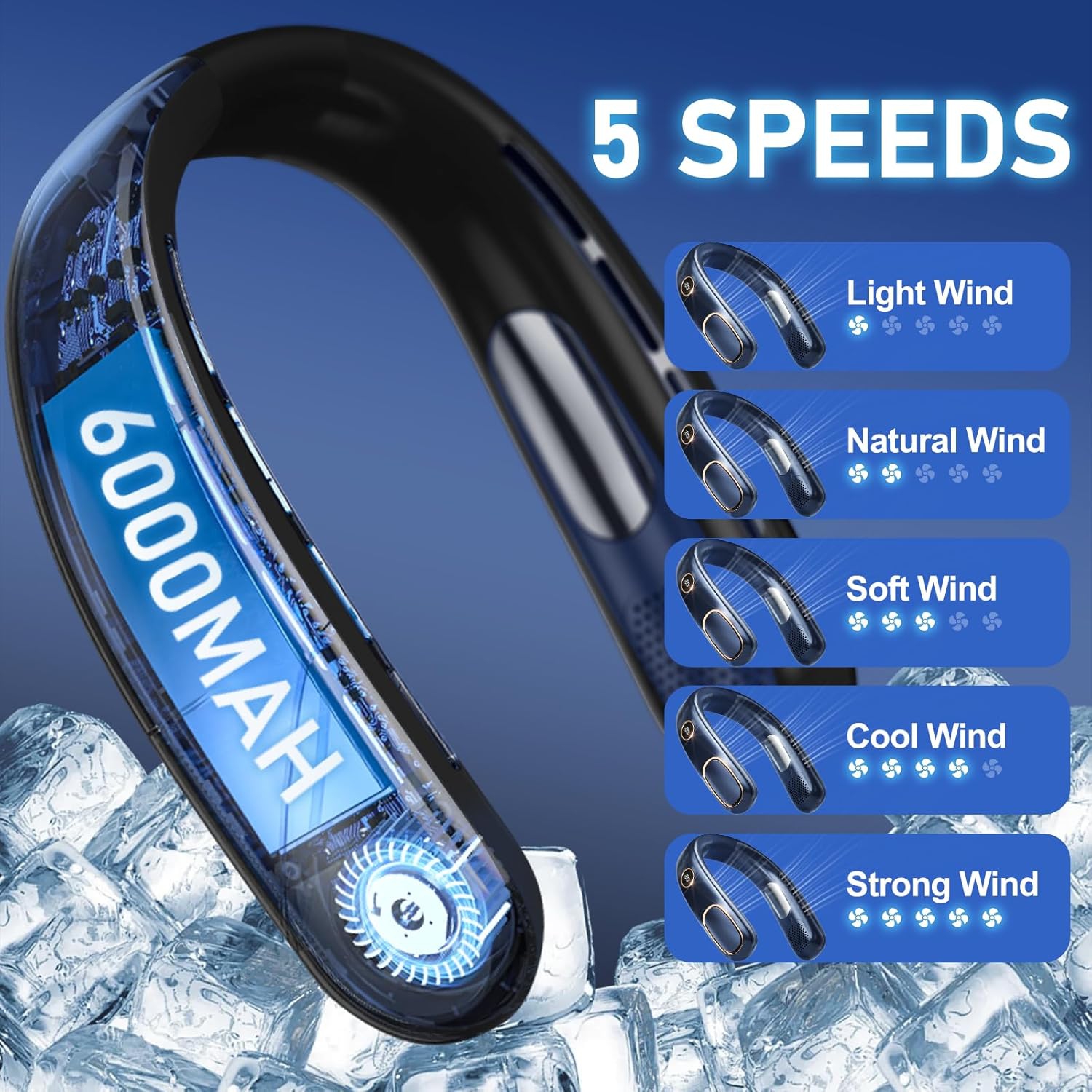 Portable Neck Fan Air Conditioner Cooling Neck Cooler Wearable Fan Wrap Neck Rechargeable Blow Cool Gift Men and Women Travel Essential N25 White