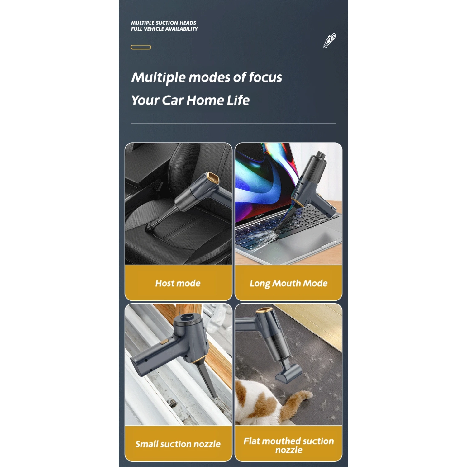 Car vacuum cleaner, strong suction car vacuum cleaner, small and powerful household cordless vacuum cleaner, 8000 Pa3101-D - ball bearing motor -