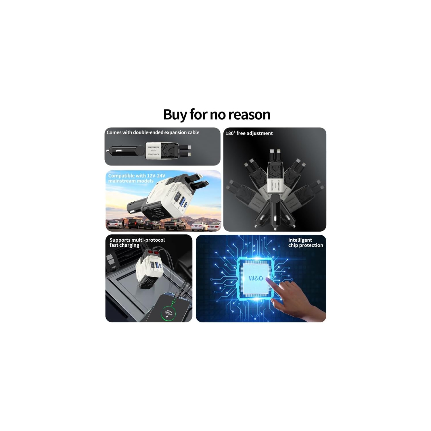 Mecha retractable cable car charger 120W super fast charging one to three car cigarette lighter flash charging 66W fast charging 2 retractable cables