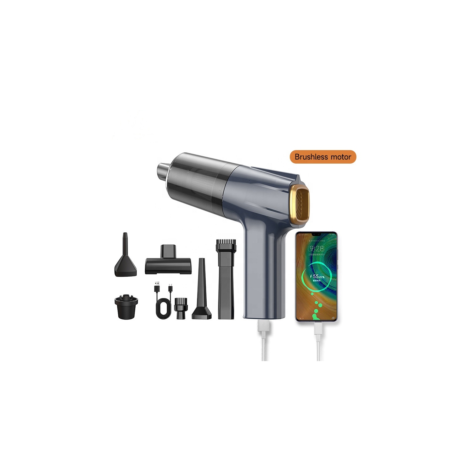 Car vacuum cleaner, strong suction car vacuum cleaner, compact and powerful household cordless vacuum cleaner, 8000 Pa3101-D - ball bearing motor -