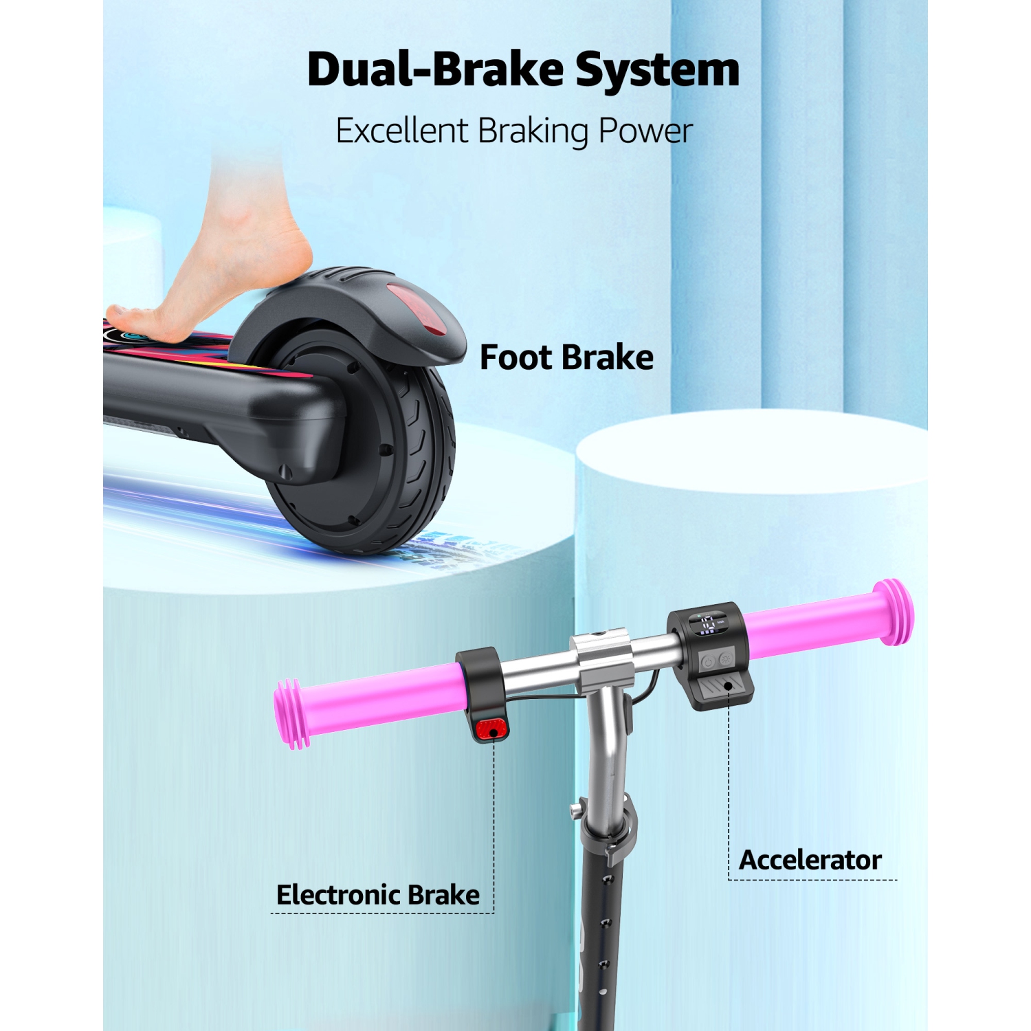 MIHOVER Electric Scooter for Kids, 150W Motor 10mph Speed Electric Scooter with Adjustable Handlebar and LED Lights