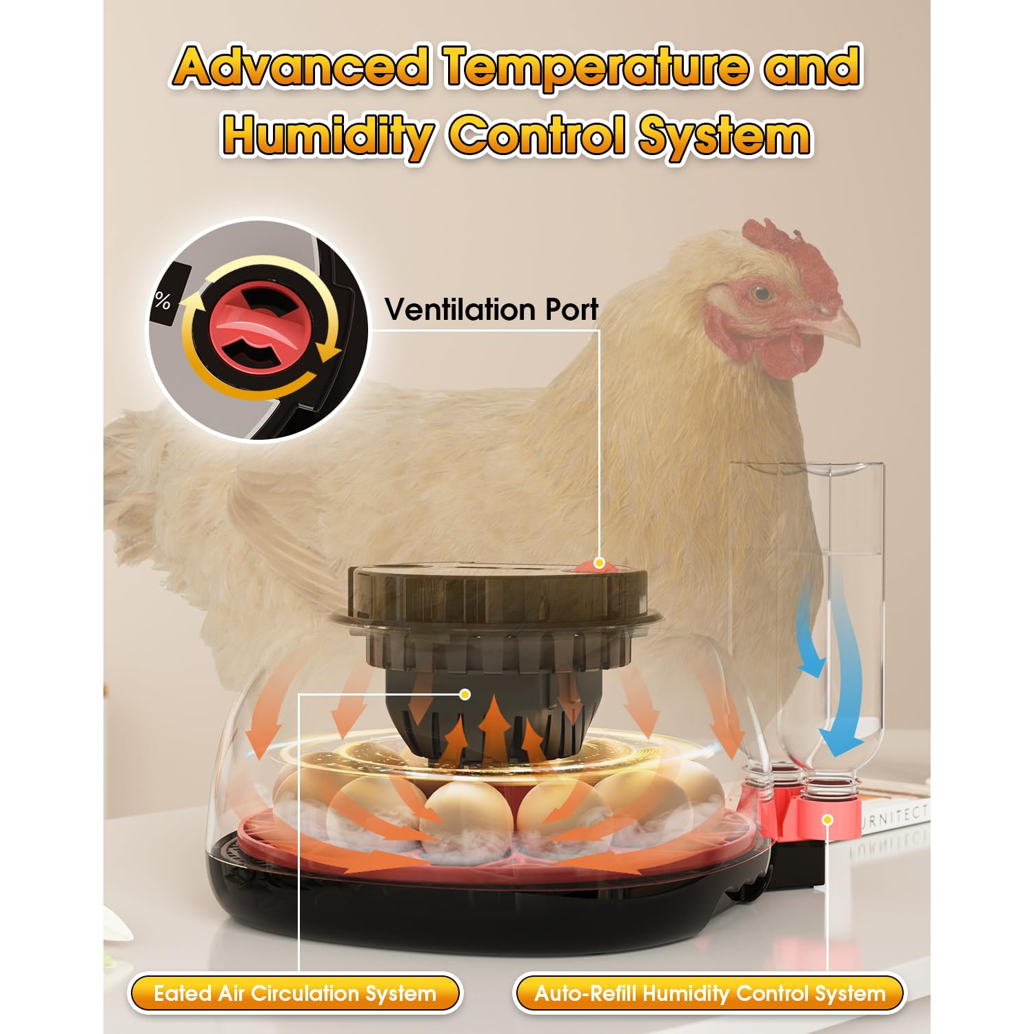 Incubators for Hatching Eggs,12 Egg Incubator with Automatic Egg Turning and Humidity Control,360° Viewing for Chicken,Quail Eggs