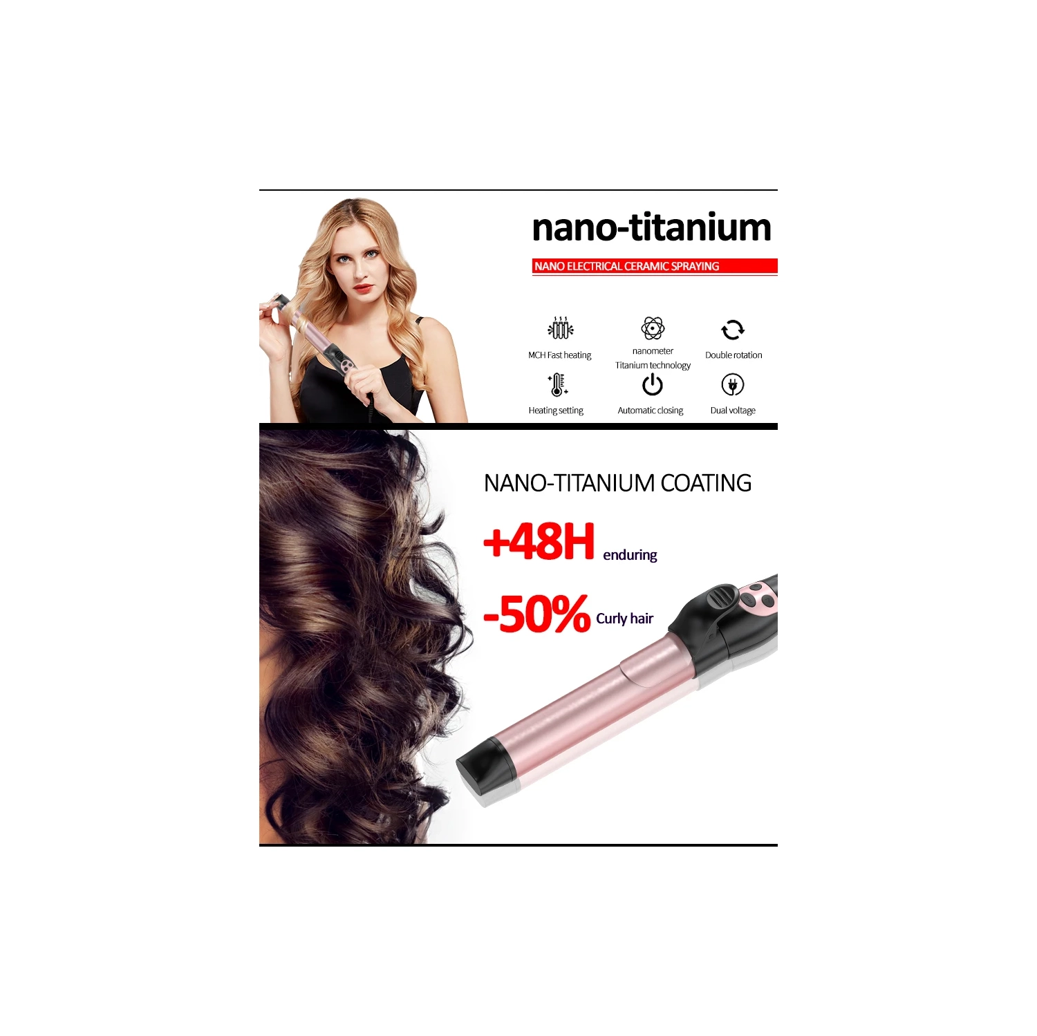 Hair Styling Tools Curling Iron Hair Straightener Brush Rotating Ceramic Automatic Curling Iron Hair Curler