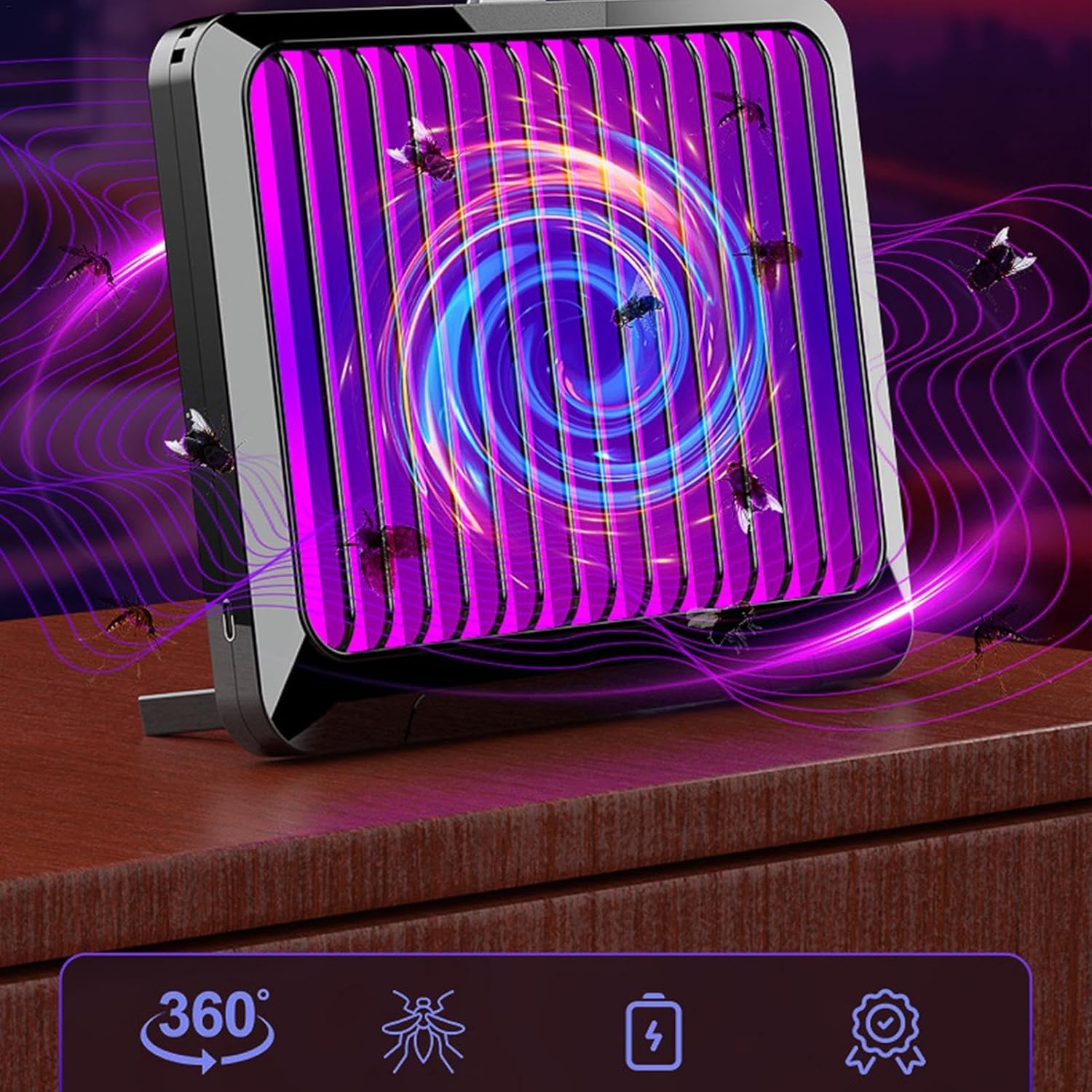 Electronic fly trap - UV + high viscosity rubber sheet dual effect trapping, ultra-quiet operation, low power consumption design, 360° all-round fly