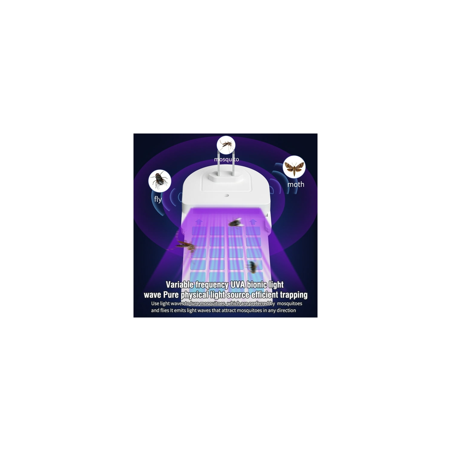 Piège à moustiques, piège à lumière ultraviolette, tueur à moustiques enfichable, piège à mouche non toxique, adapté à l'intérieur, à la maison et au