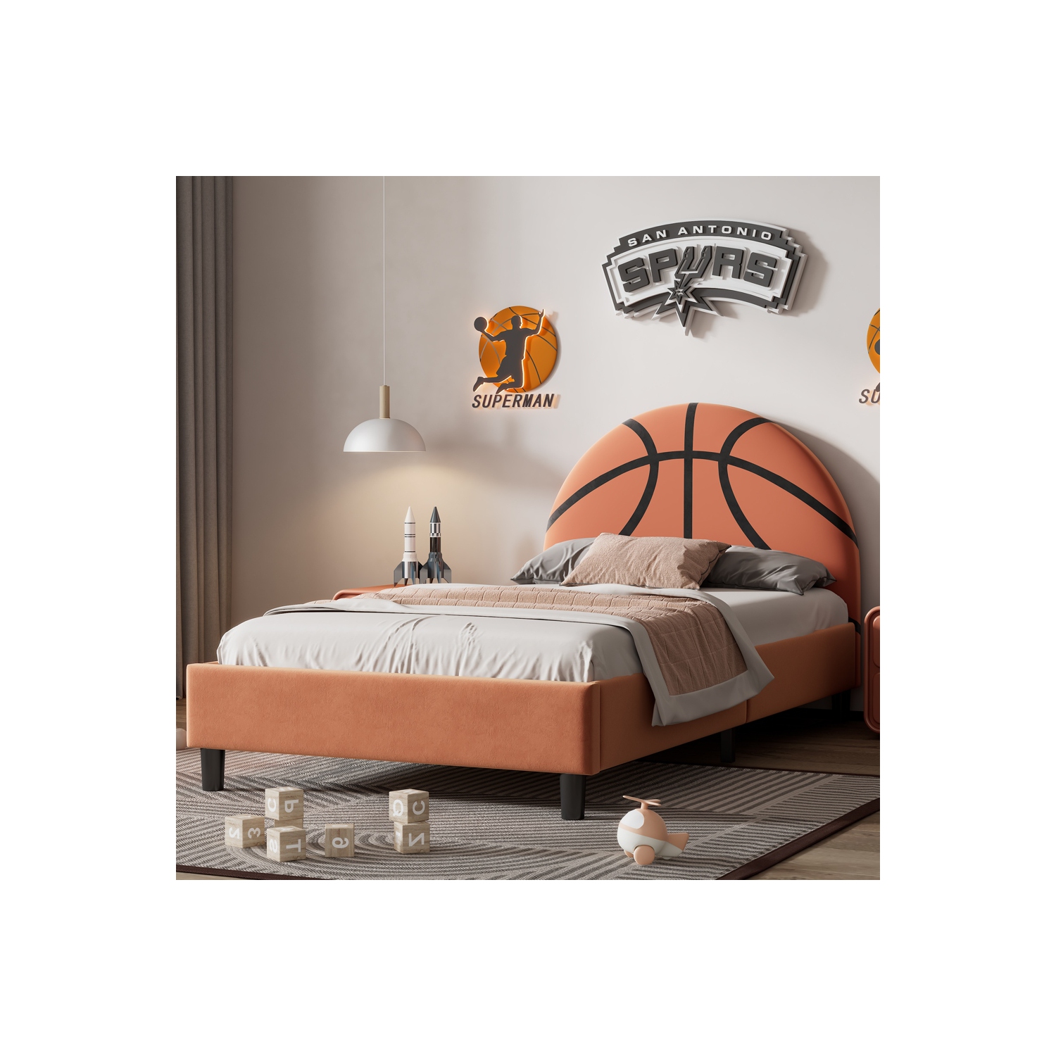 Lit plateforme simple rembourré de style sport Basketball Design de Kepooman - Orange