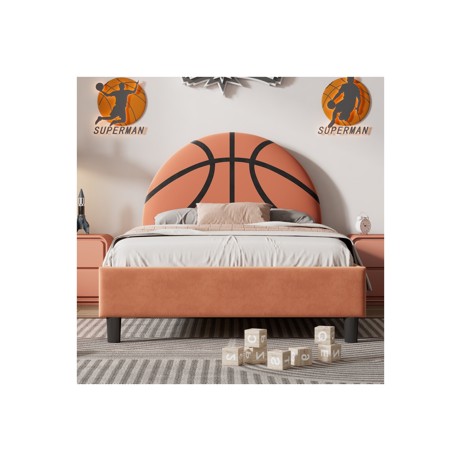 Lit plateforme simple rembourré de style sport Basketball Design de Kepooman - Orange