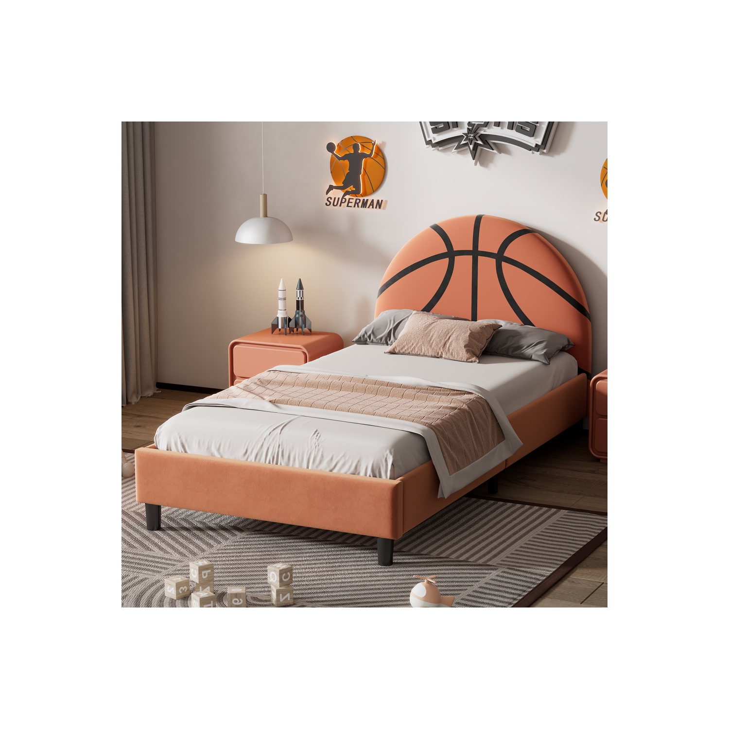 Lit plateforme simple rembourré de style sport Basketball Design de Kepooman - Orange