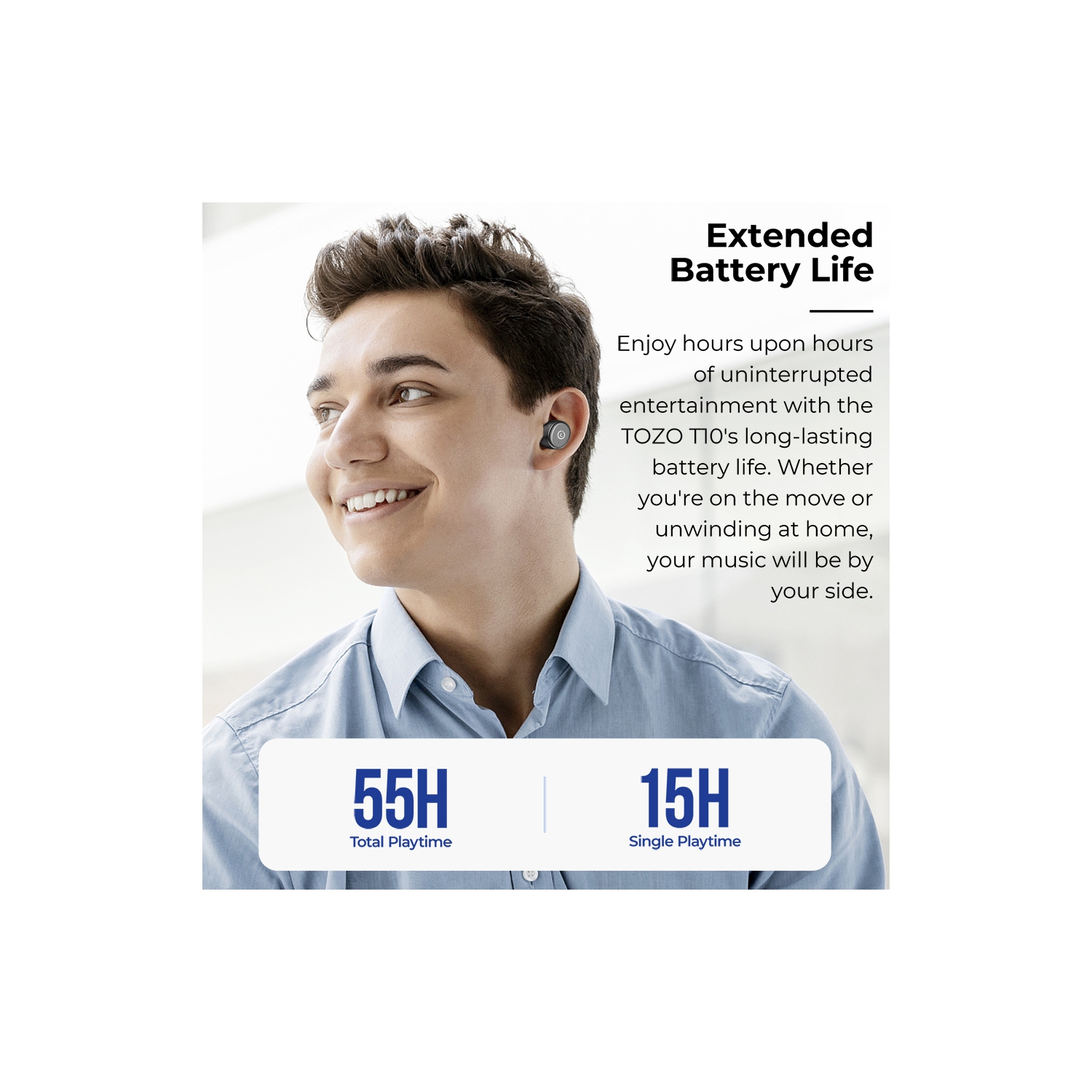 TOZO T10 mini Earbuds Support APP Customize 16 EQ In-Ear Noise Cancelling True Wireless-Black