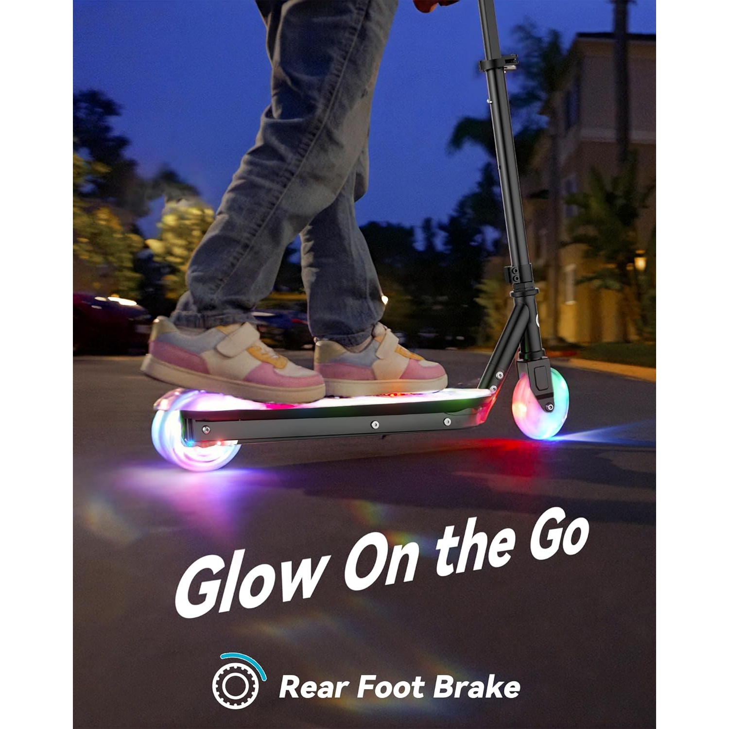 MIHOVER Kids Electric Scooter with LED Lights with 2-Level Adjustable Handlebar, 8KM/H Safe Speed, Foot Sensor Start, for Boys & Girls Ages 4-8