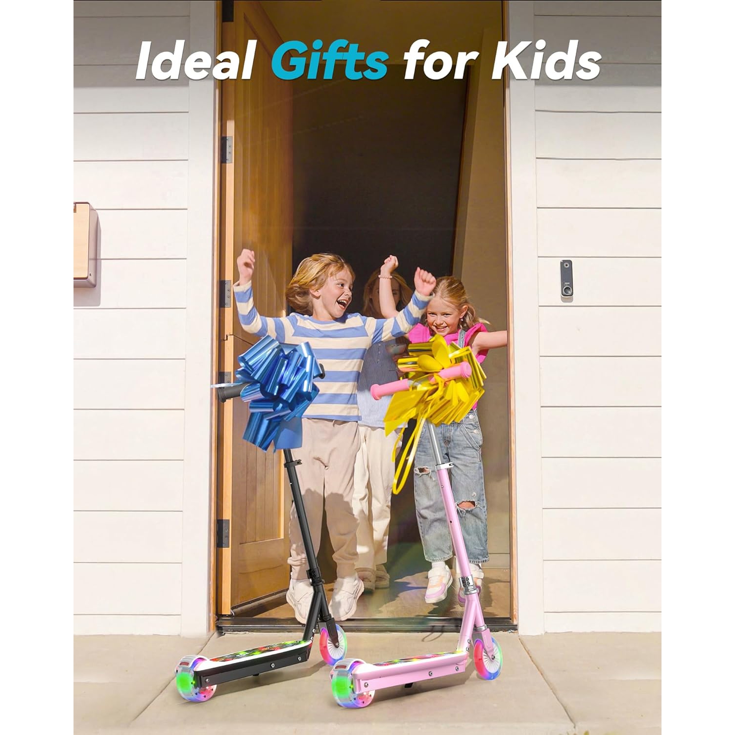 MIHOVER Kids Electric Scooter with LED Lights with 2-Level Adjustable Handlebar, 8KM/H Safe Speed, Foot Sensor Start, for Boys & Girls Ages 4-8