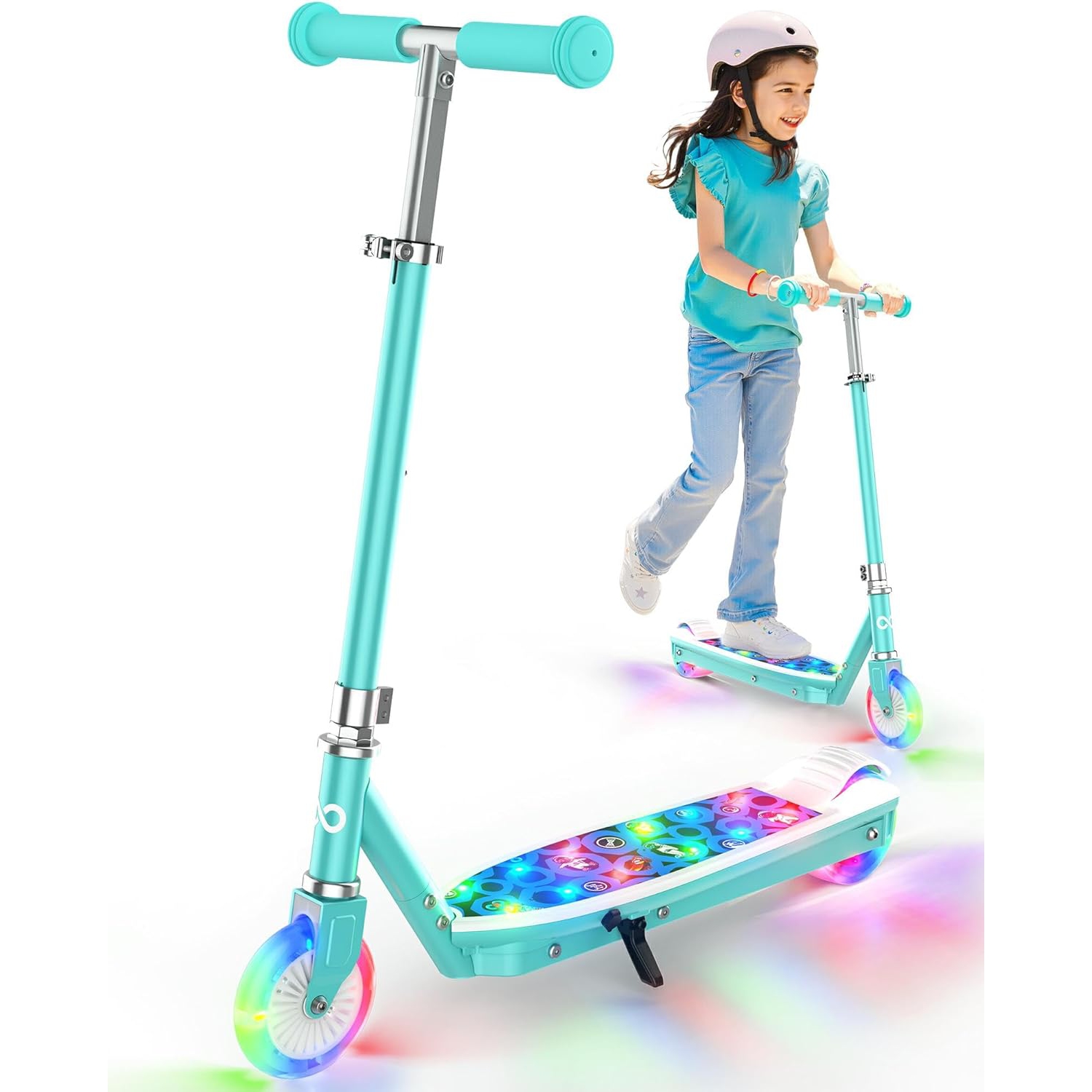 MIHOVER Kids Electric Scooter with LED Lights with 2-Level Adjustable Handlebar, 8KM/H Safe Speed, Foot Sensor Start, for Boys & Girls Ages 4-8