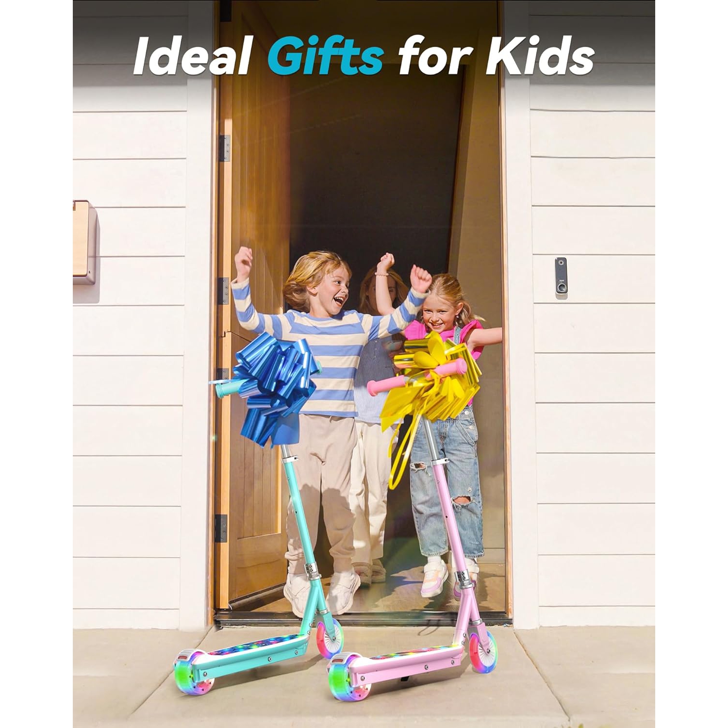 MIHOVER Kids Electric Scooter with LED Lights with 2-Level Adjustable Handlebar, 8KM/H Safe Speed, Foot Sensor Start, for Boys & Girls Ages 4-8