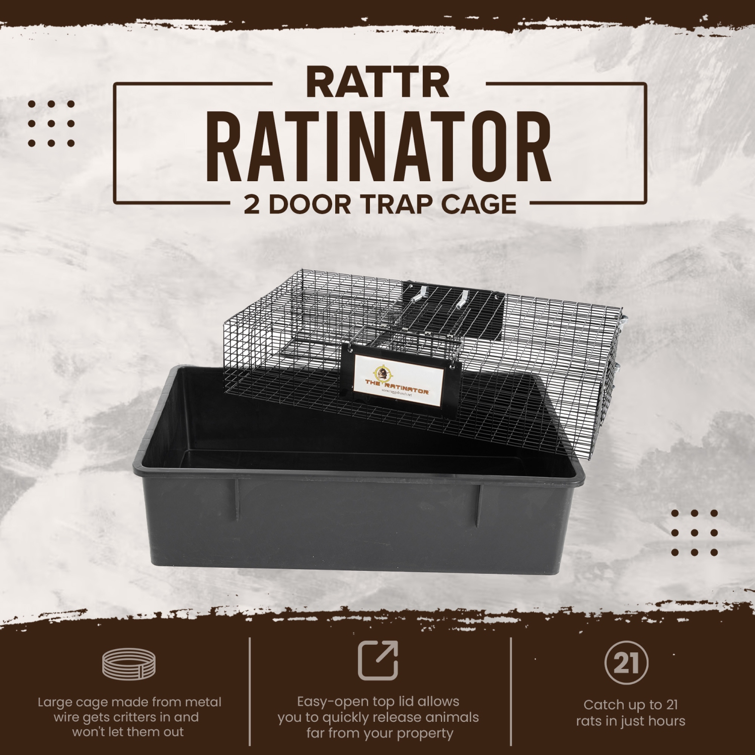 Cage robuste RATTR RATTR RAT Live Rat Multi-Catch Animal Metal à 2 portes
