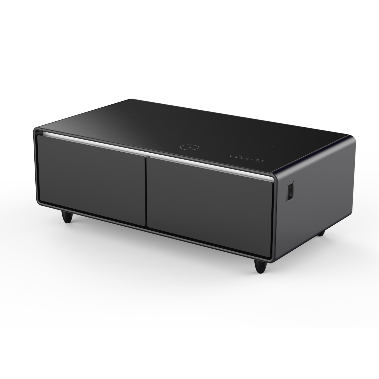 Table basse intelligente noire 51&nbsp;po Tavolo de Forno Evoluto â«&nbsp;Deux tiroirs de réfrigérateur, audio Bluetooth 5,0, chargement sans fil et