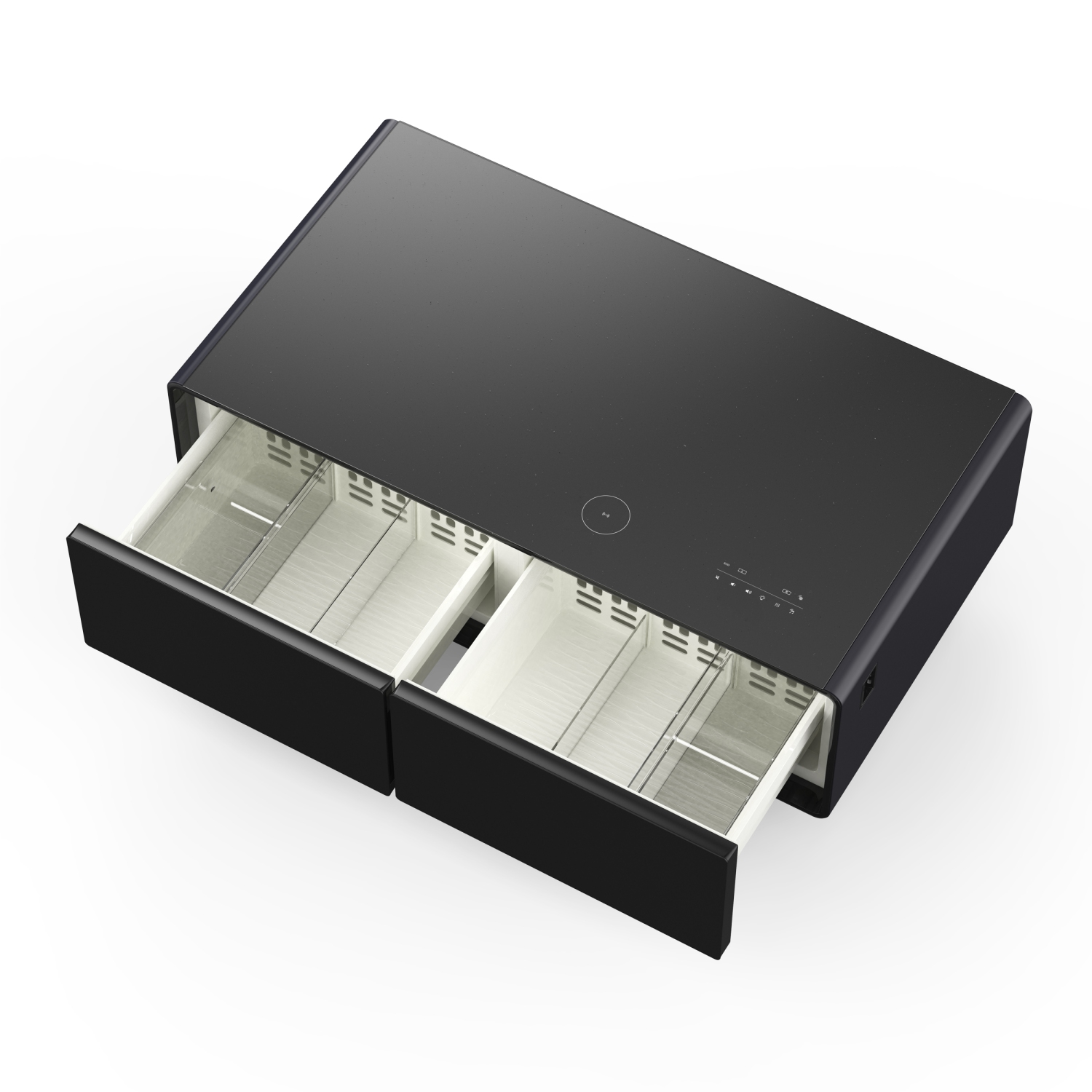 Table basse intelligente noire 51&nbsp;po Tavolo de Forno Evoluto â«&nbsp;Deux tiroirs de réfrigérateur, audio Bluetooth 5,0, chargement sans fil et