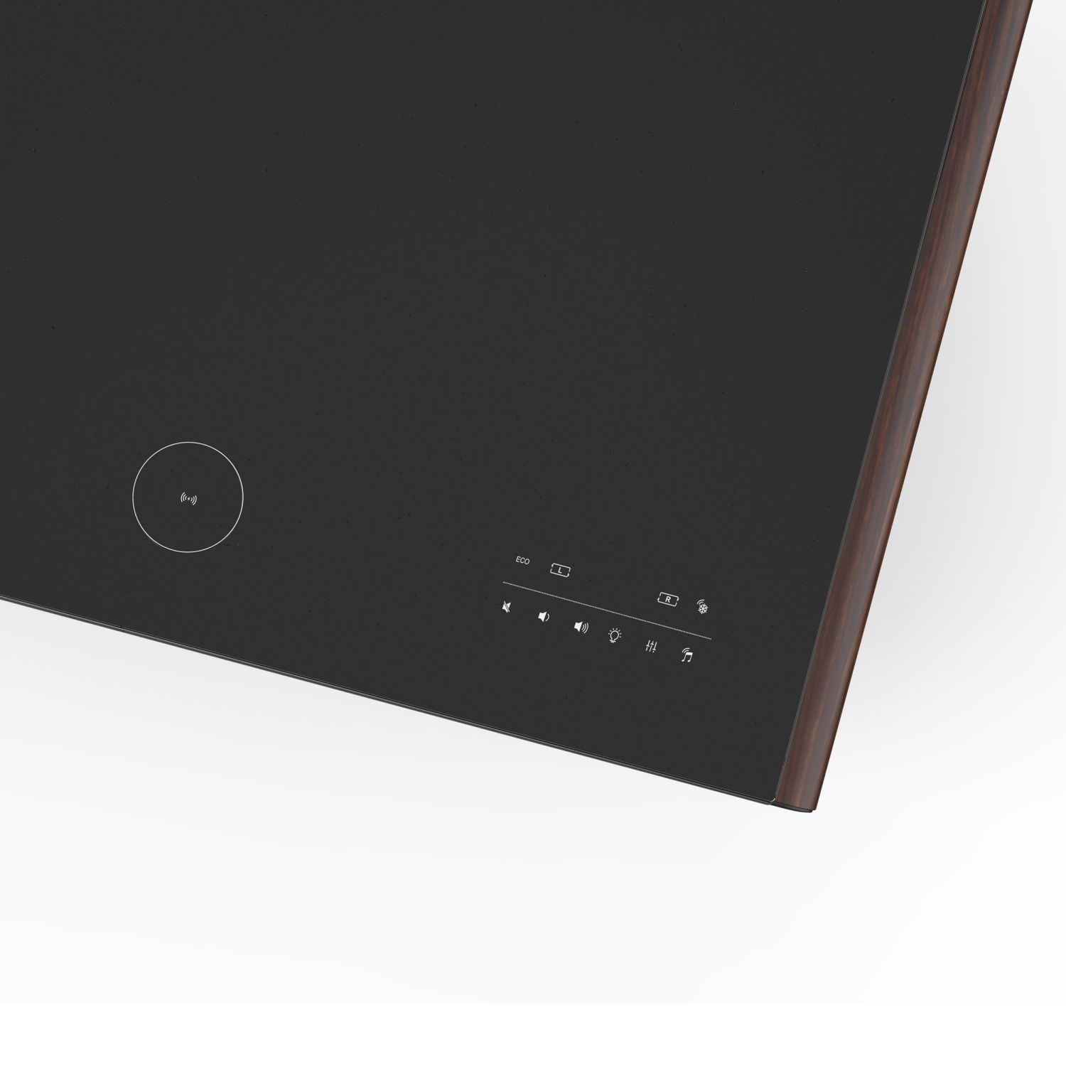 Table basse intelligente 51 po Tavolo de Forno Evoluto avec côtés en bois â Zones de refroidissement doubles, tapis de chargement sans fil et