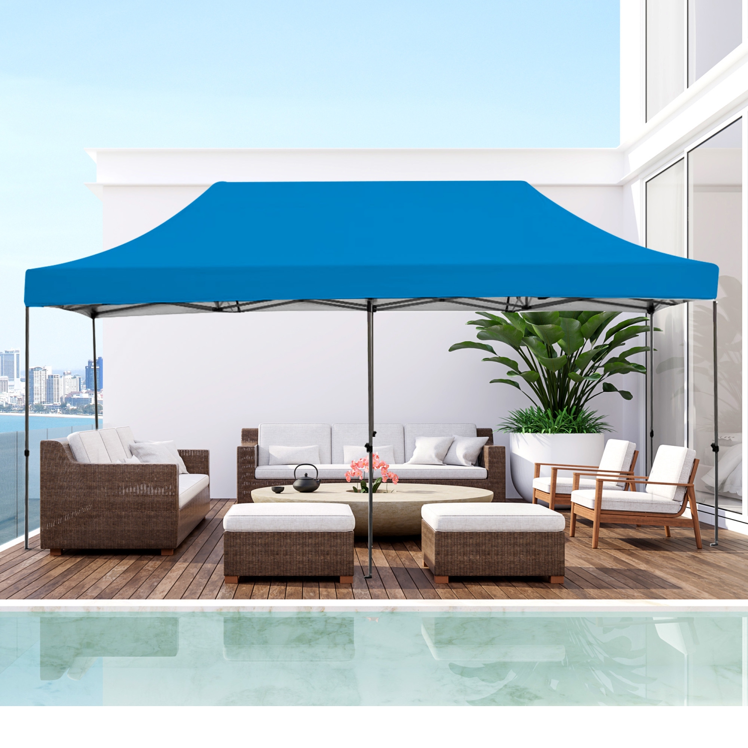 EROMMY 10'x20' Pop-Up Instant Outdoor Canopy Tent – Quick Setup, Blue – Portable Shelter for Camping, Parties & Events