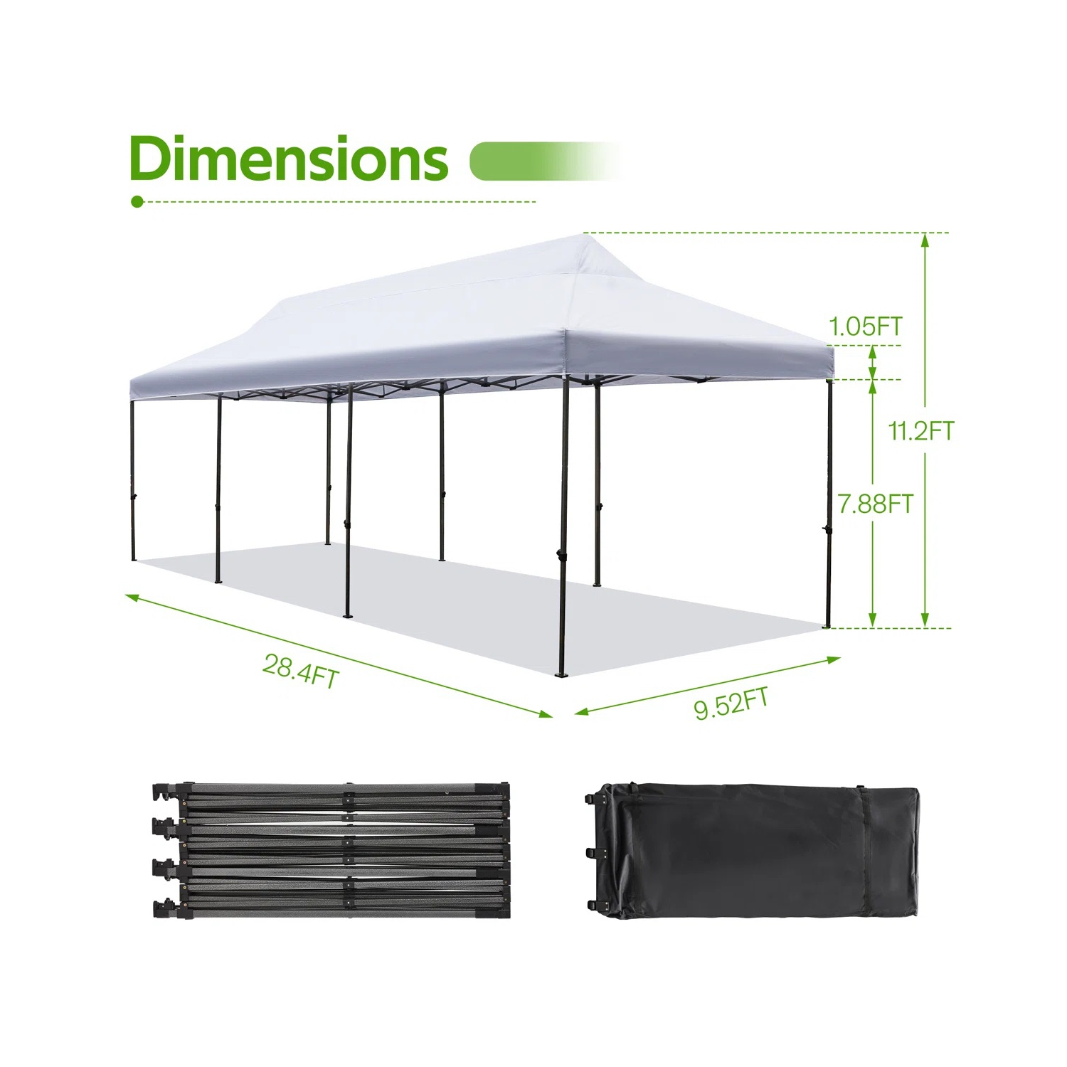 EROMMY 10'x30' Pop-Up Canopy Tent – Instant Setup, Portable & Sturdy for Outdoor Camping, Markets – White