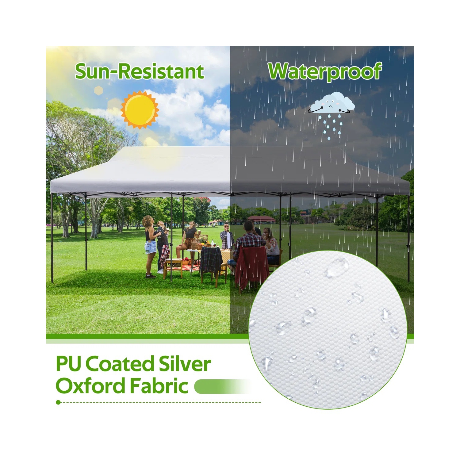 EROMMY 10'x30' Pop-Up Canopy Tent – Instant Setup, Portable & Sturdy for Outdoor Camping, Markets – White