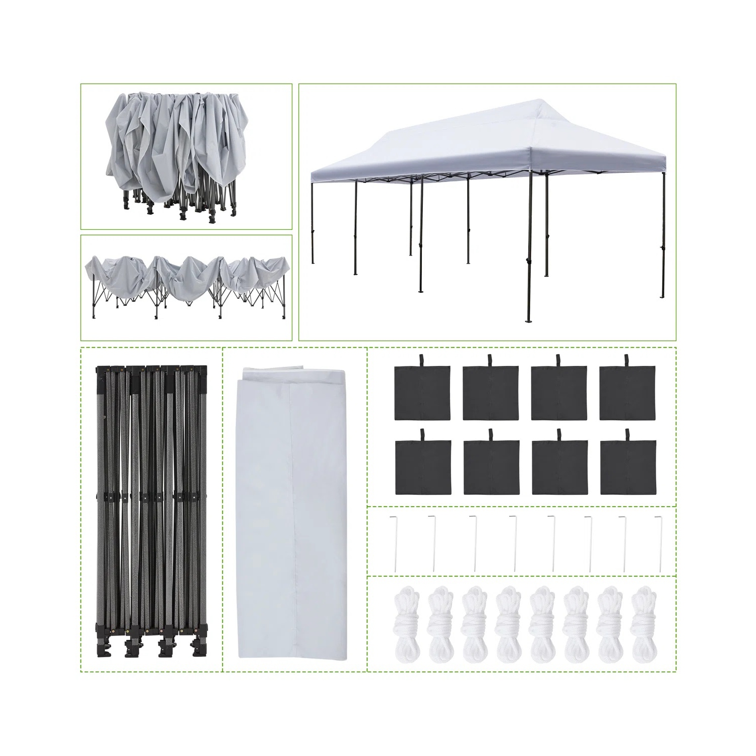 EROMMY 10'x30' Pop-Up Canopy Tent – Instant Setup, Portable & Sturdy for Outdoor Camping, Markets – White