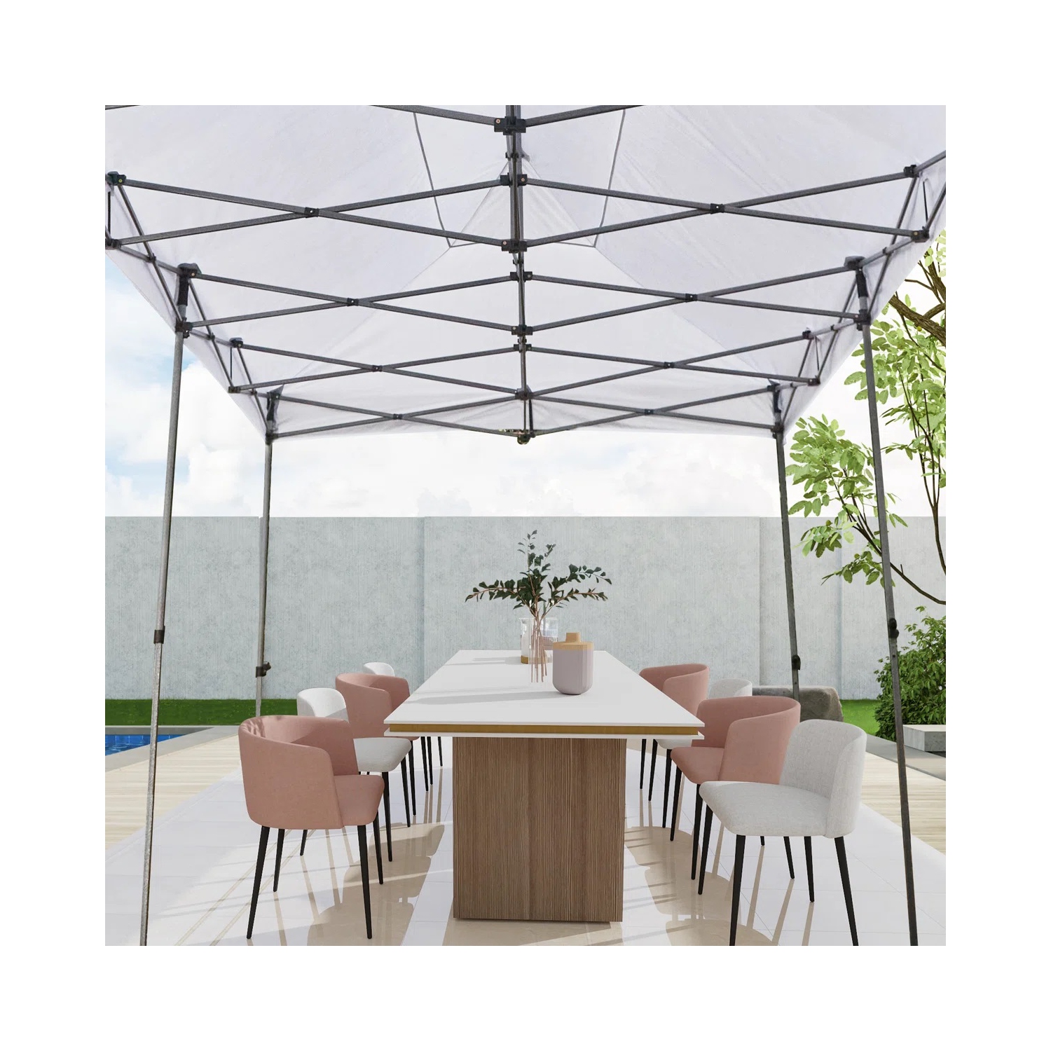 EROMMY 10'x30' Pop-Up Canopy Tent – Instant Setup, Portable & Sturdy for Outdoor Camping, Markets – White